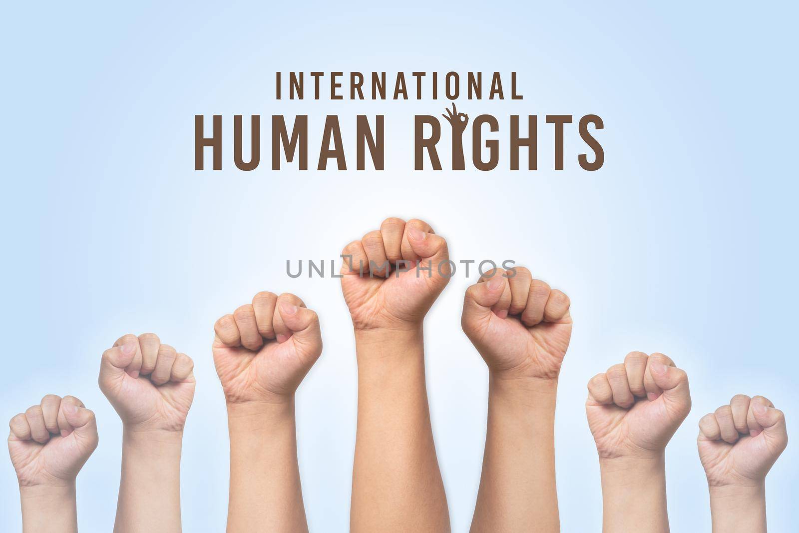 International Human Rights Day concept, raise hand up