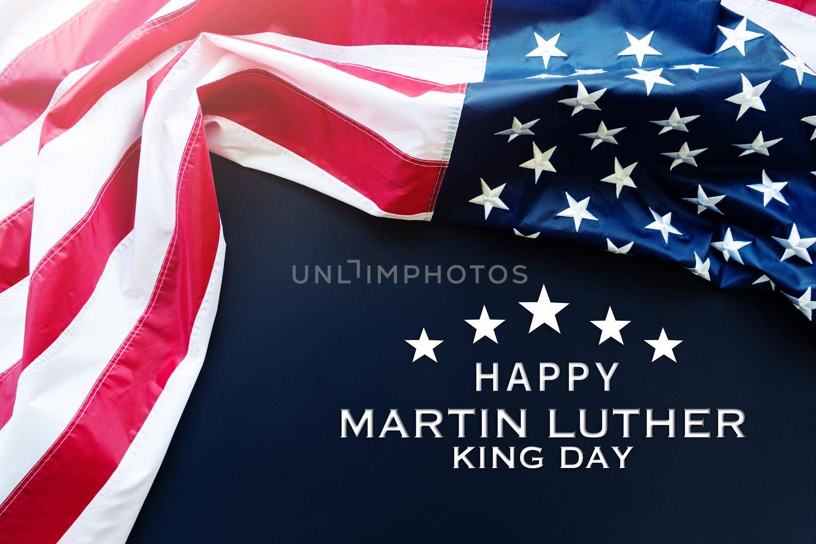 Martin Luther King Day Anniversary - American flag on blue background by psodaz