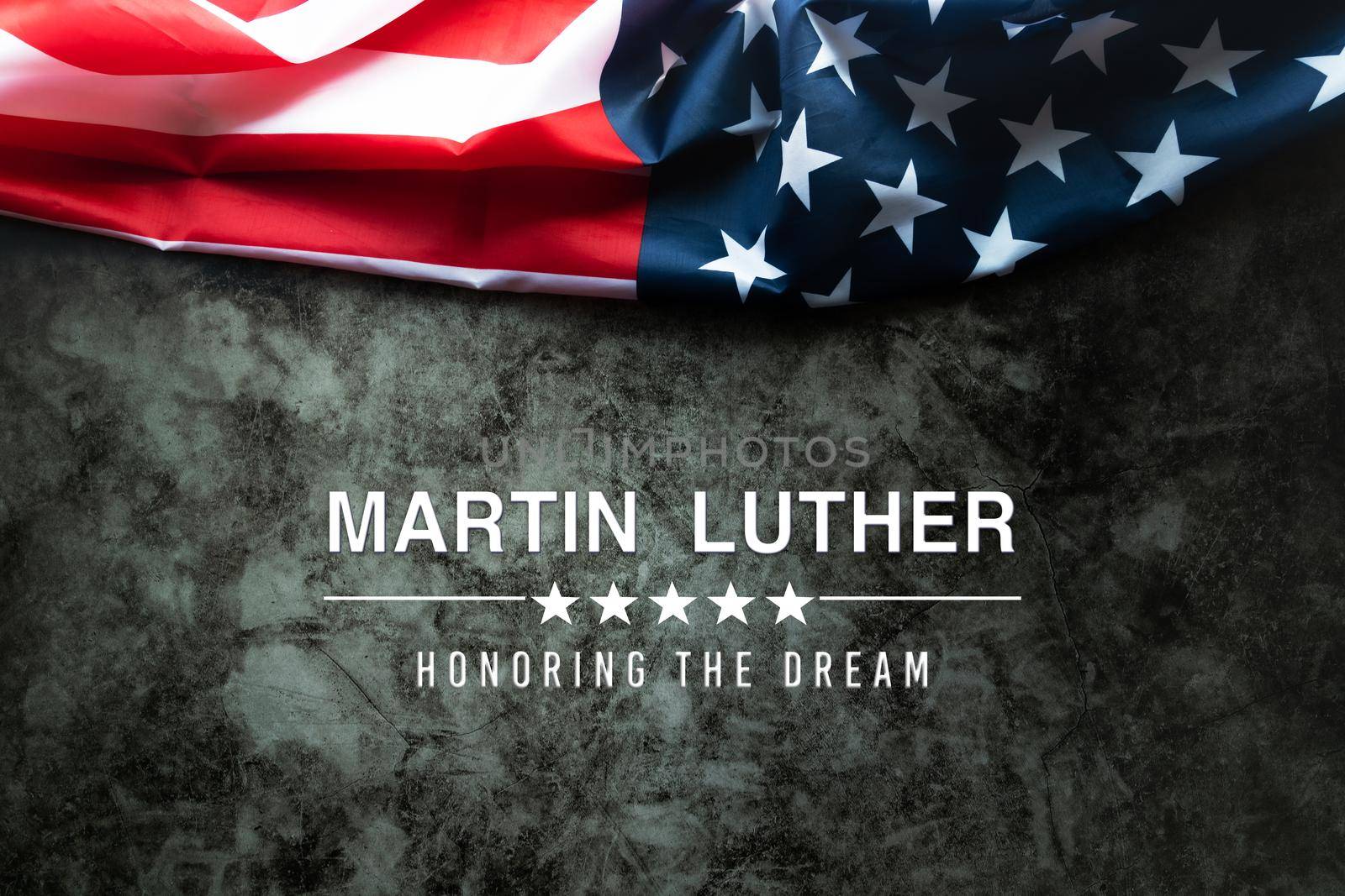 Martin Luther King Day Anniversary - American flag on abstract background by psodaz