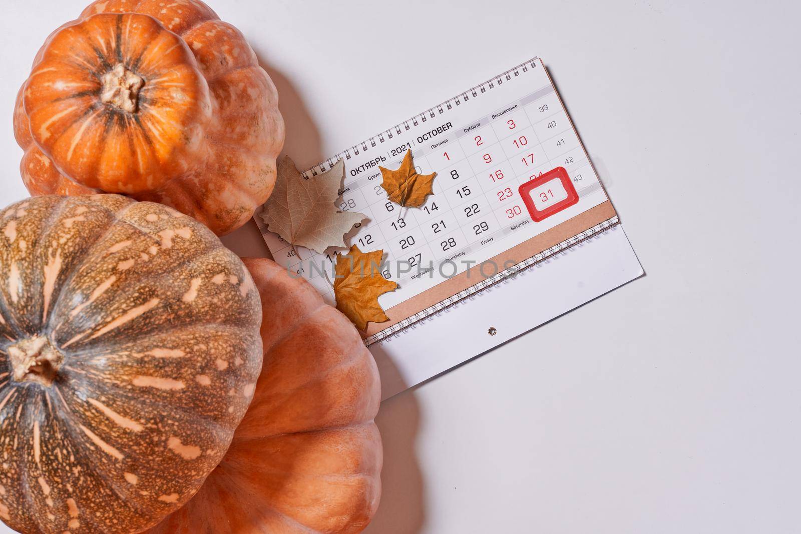October 2021 monthly calendar and pumpkins by golibtolibov