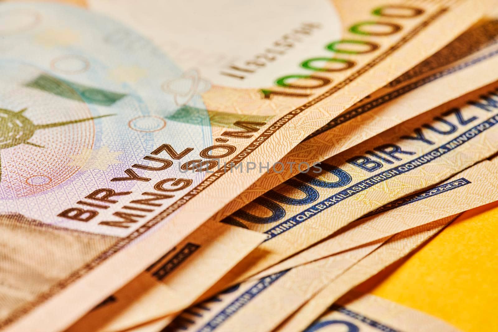 Close-up view of uzbek sum banknote by golibtolibov