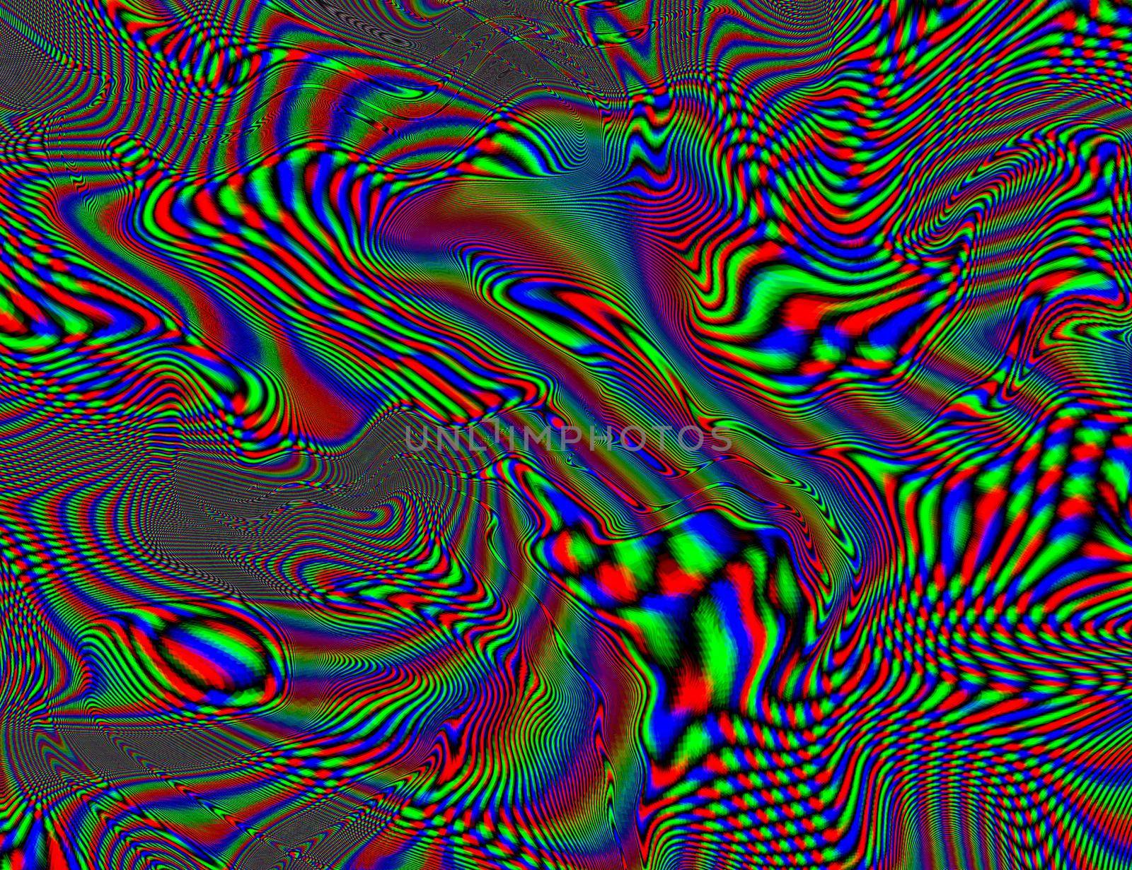 Trippy Psychedelic Rainbow Background Glitch LSD Colorful Wallpaper. 60s Abstract Hypnotic Illusion. Hippie Retro Texture. hallucinations.