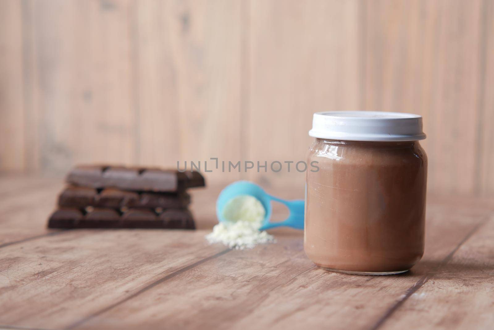 baby food in a container on table with copy space