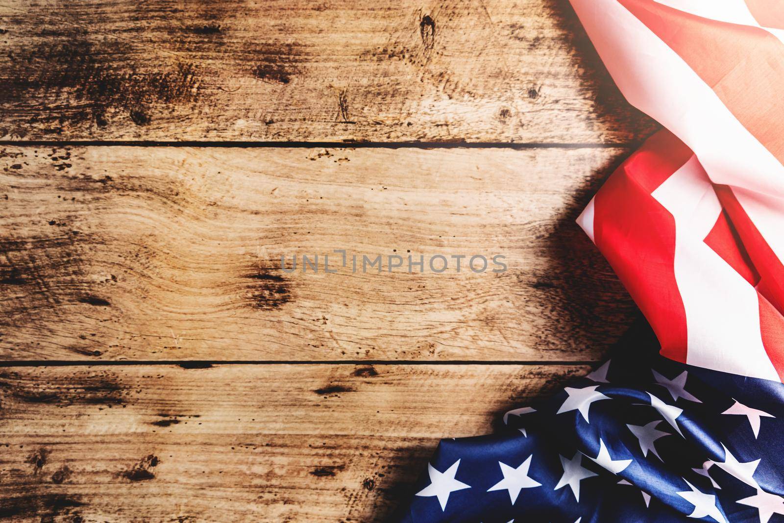 USA flag, America flag on wooden background with copy space by psodaz