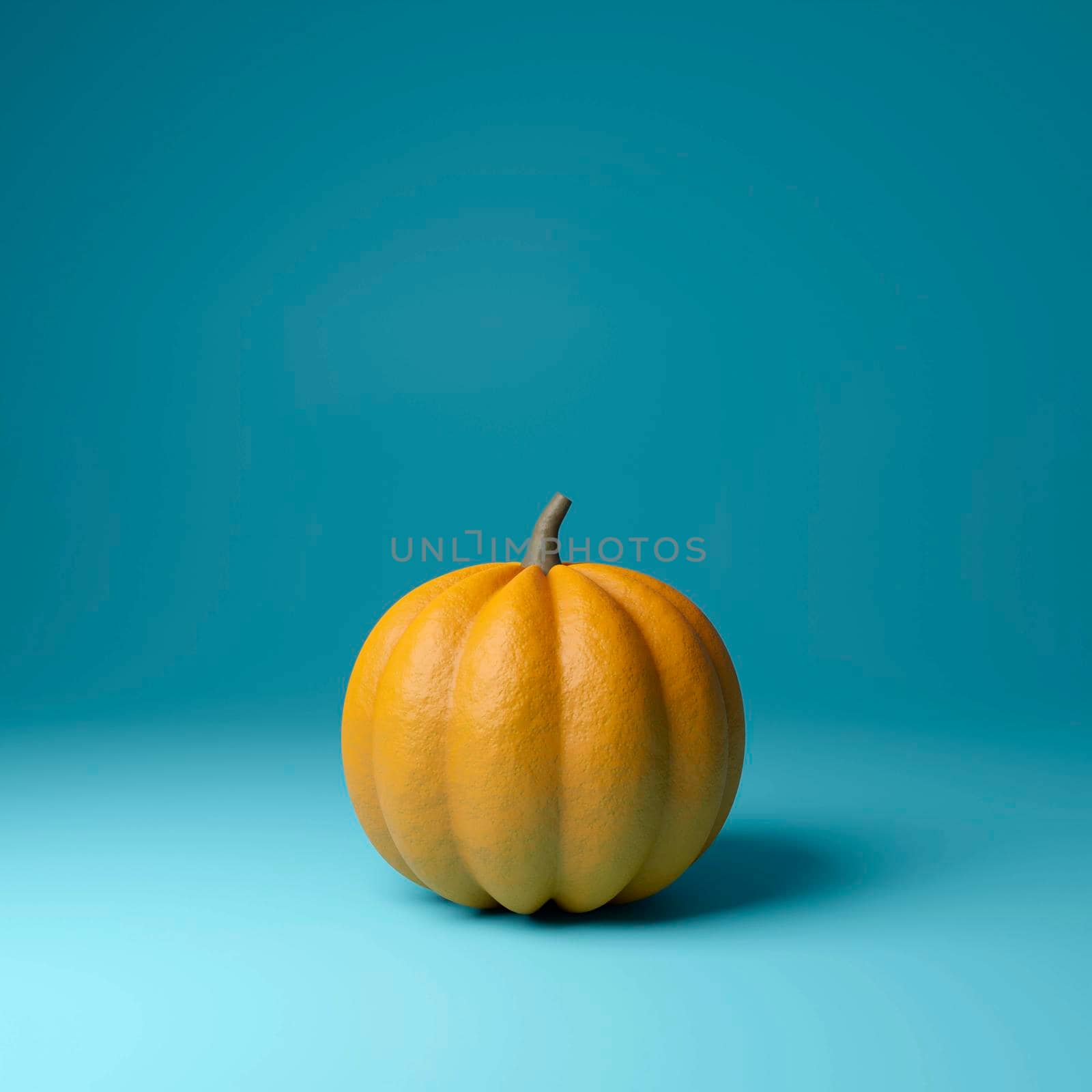 Pumpkin on blue background, 3d render