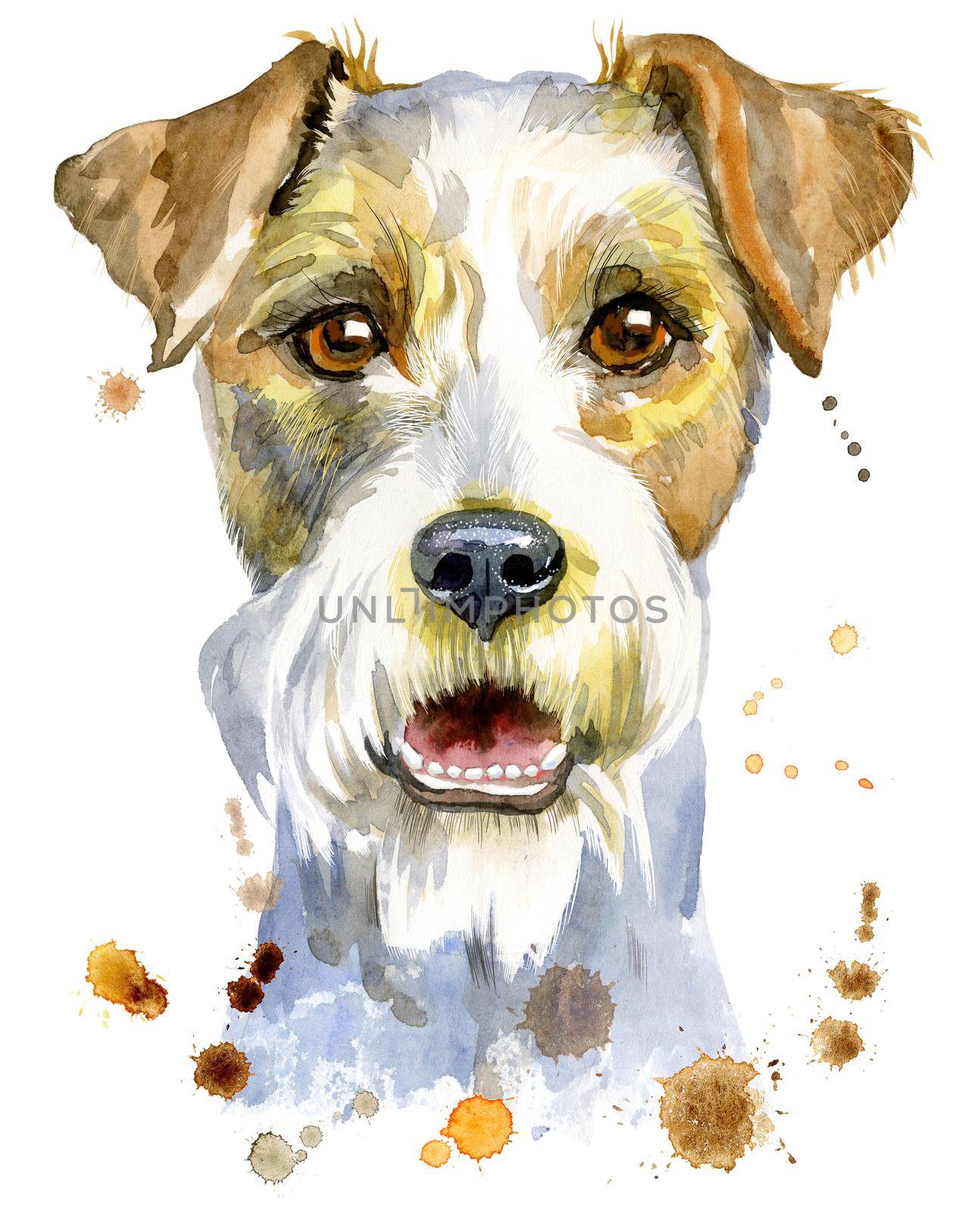 Watercolor portrait of airedale terrier dog by NataOmsk