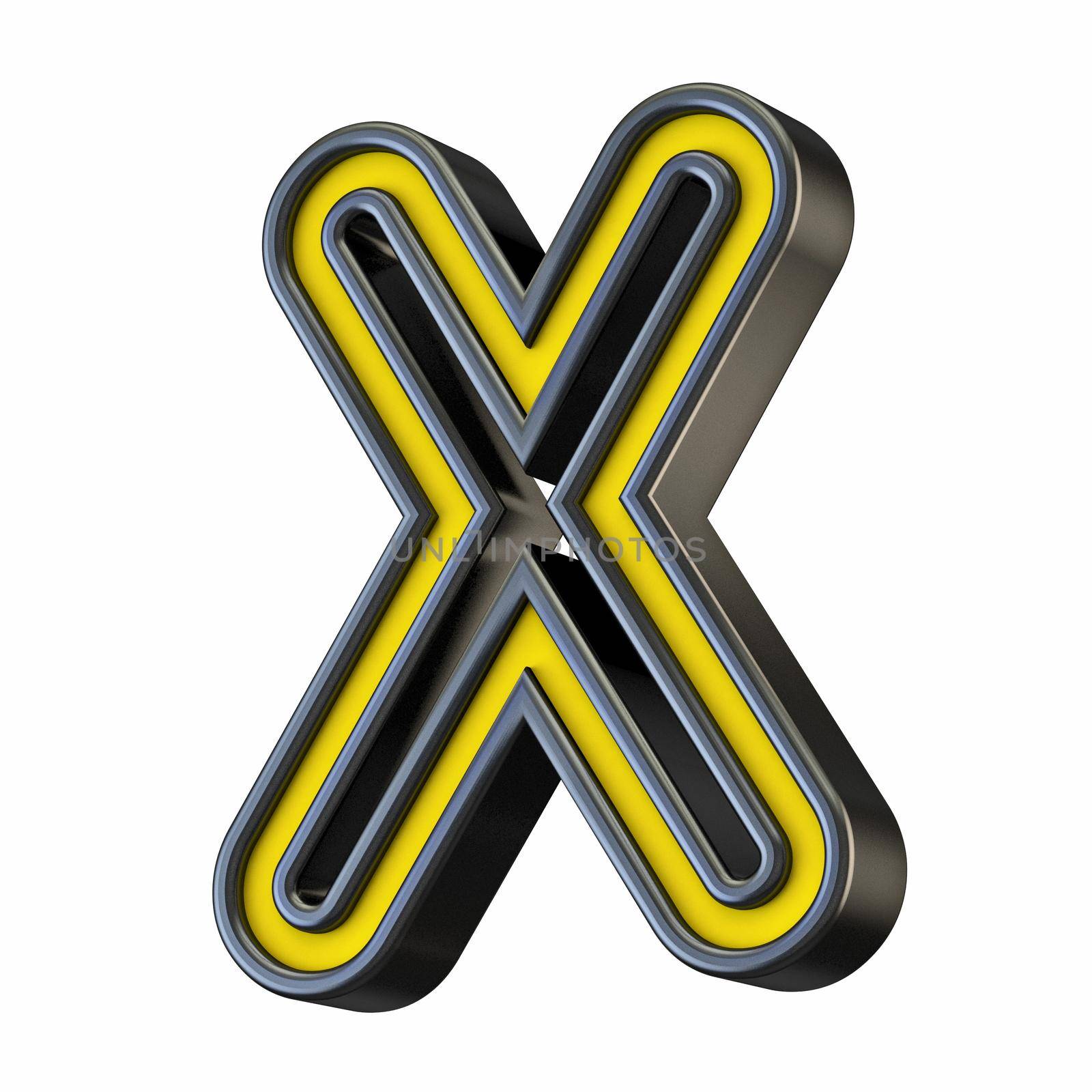 Yellow black outlined font Letter X 3D by djmilic