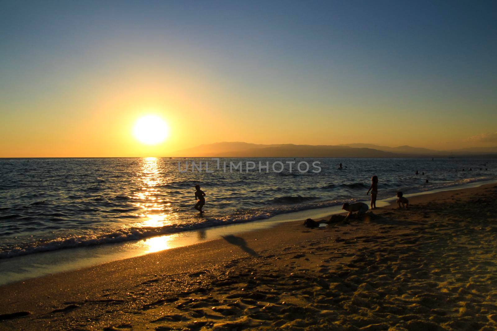 Sunset at the Salinas beach in Cabo de Gata, Almeria, Spain