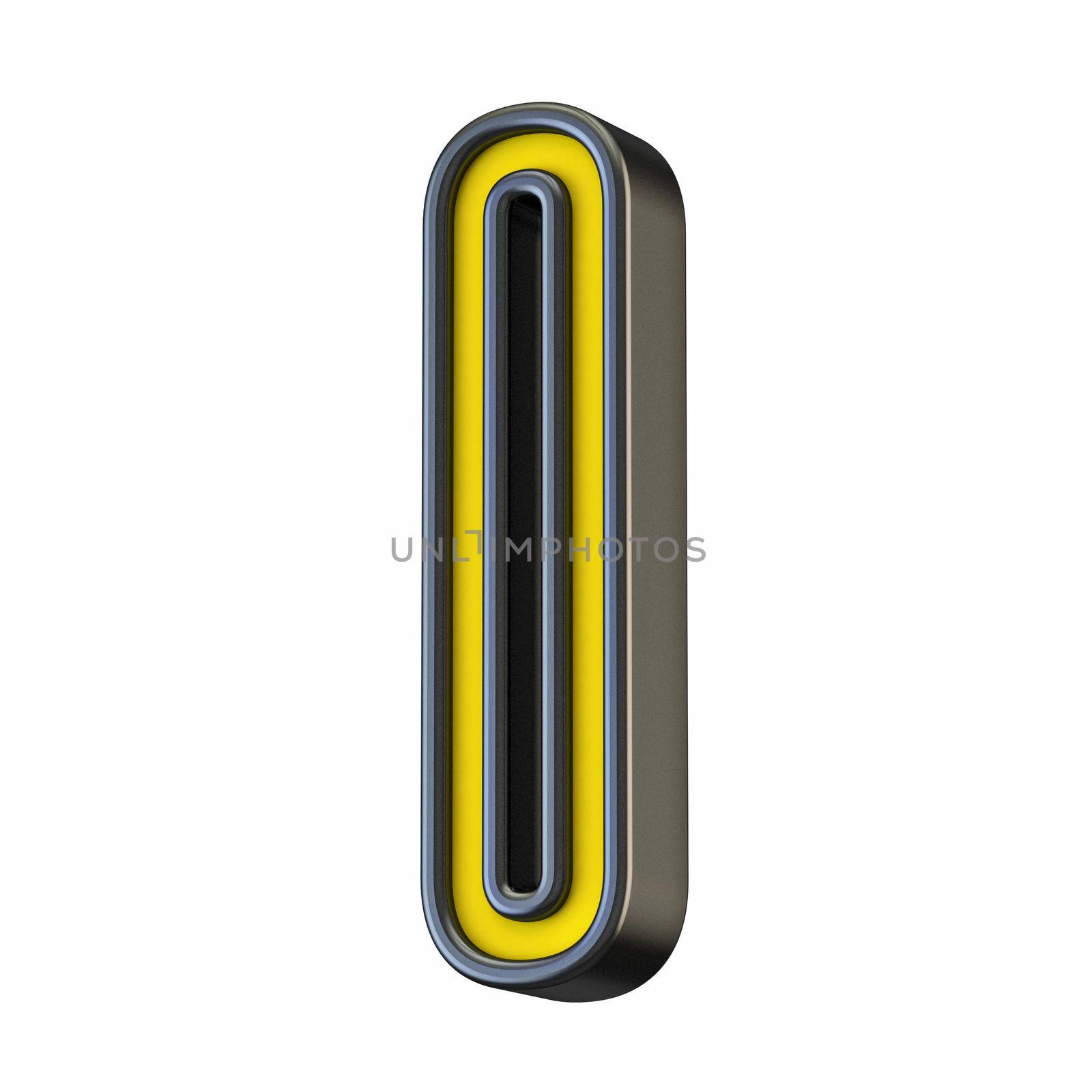 Yellow black outlined font Letter I 3D by djmilic