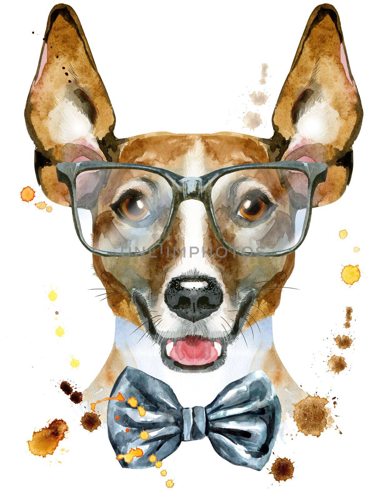 Cute Dog. Dog T-shirt graphics. watercolor jack russell terrier illustration