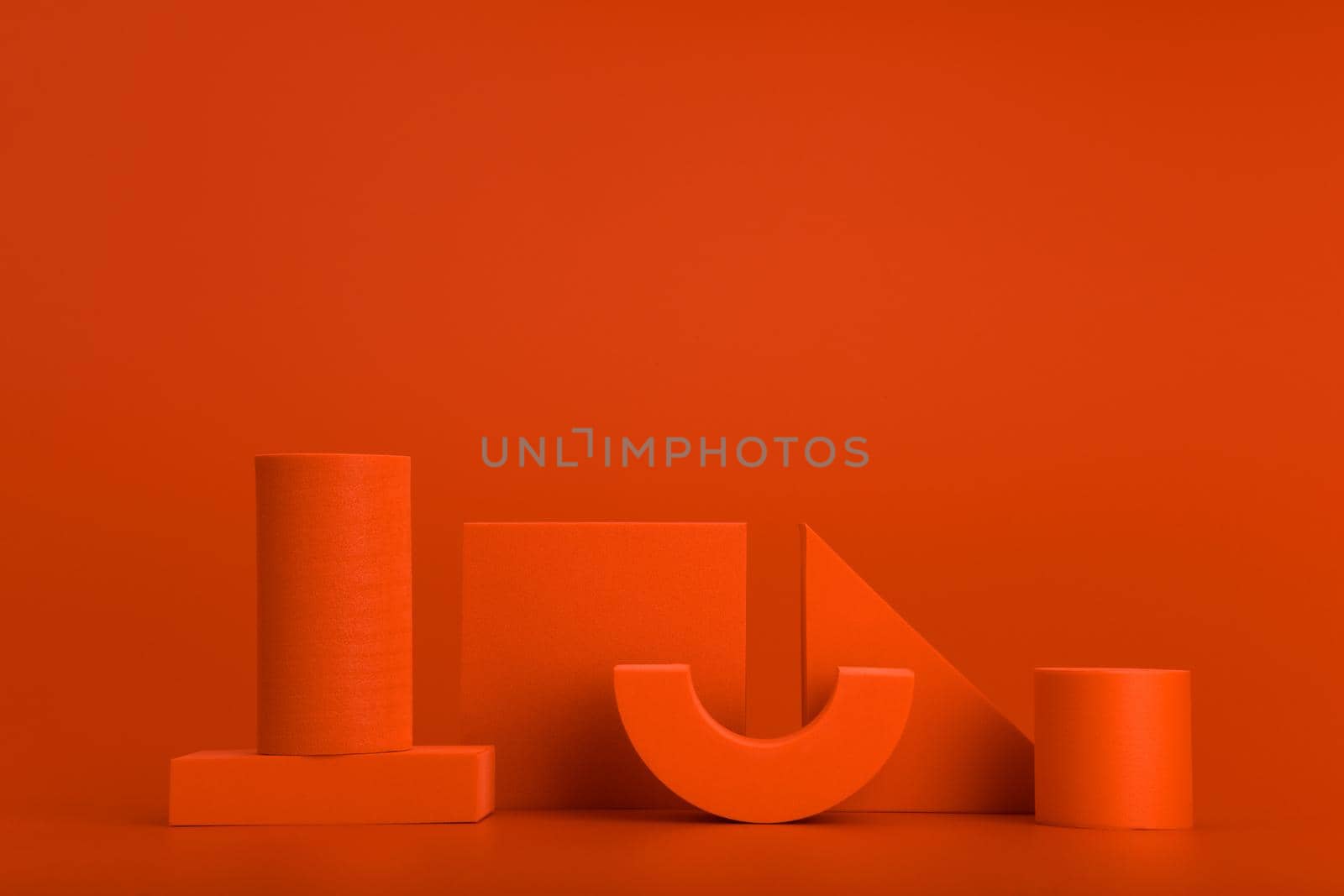 Orange abstract futuristic background with geometric figures by Senorina_Irina
