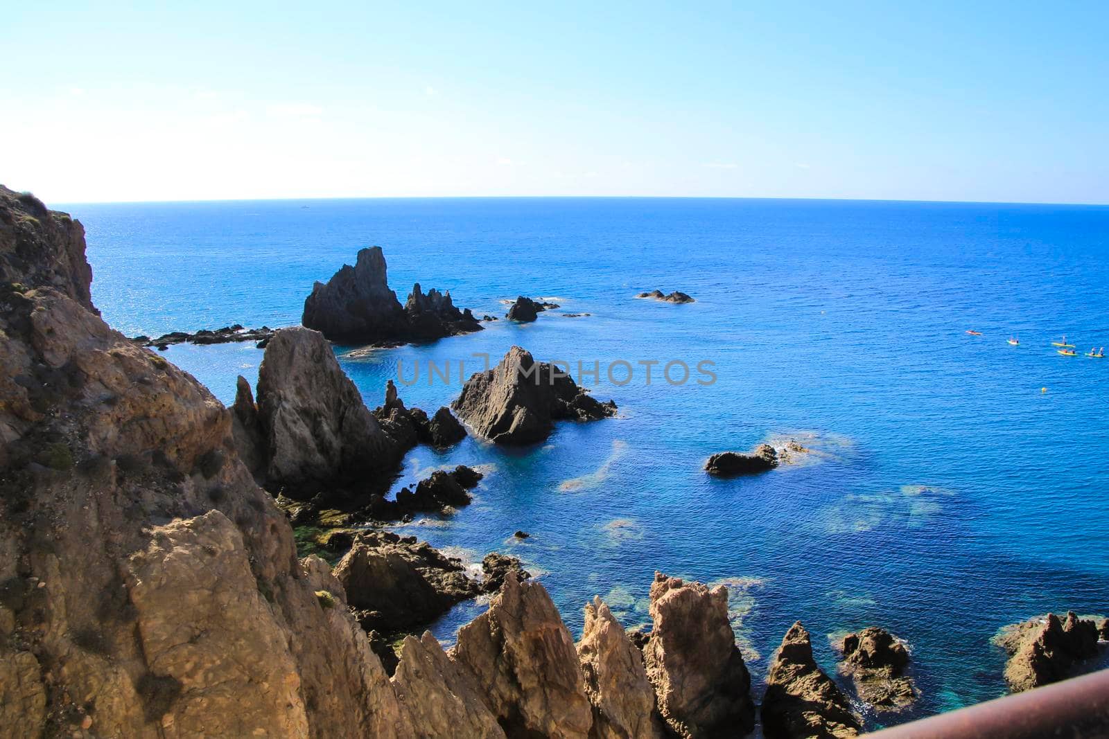 Reef of the Sirens in Cabo de Gata-Nijar natural park, Almeria, Spain on a sunny day of summer.