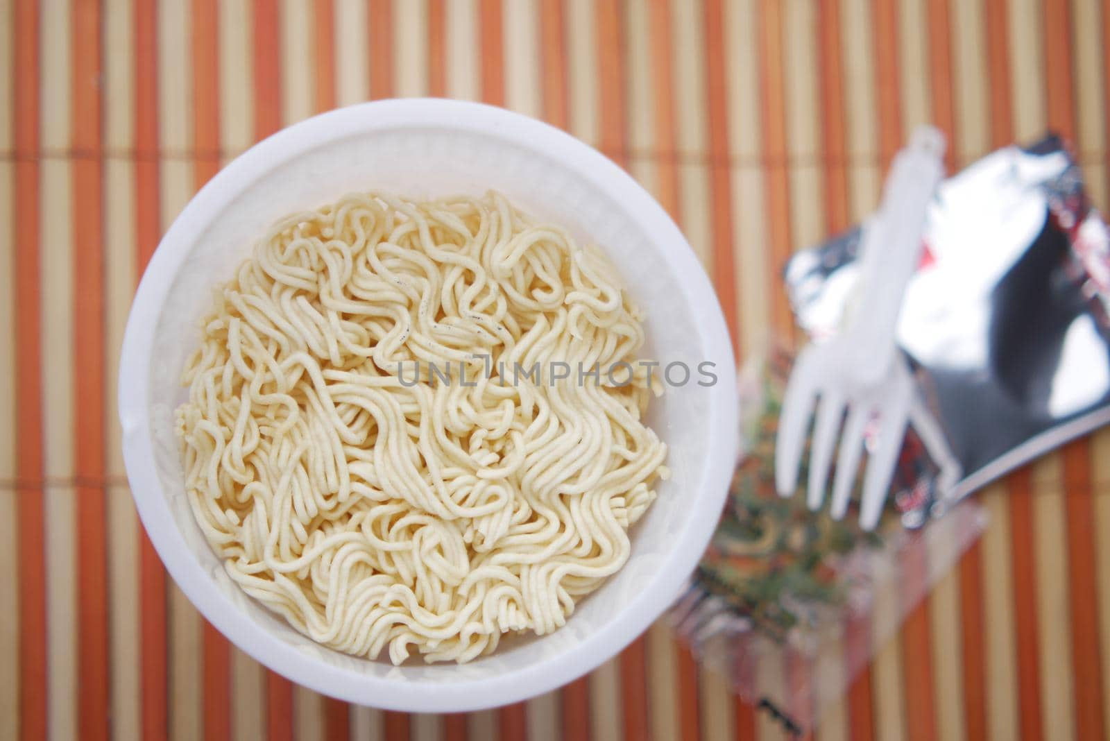 cooking noodles instant top view
