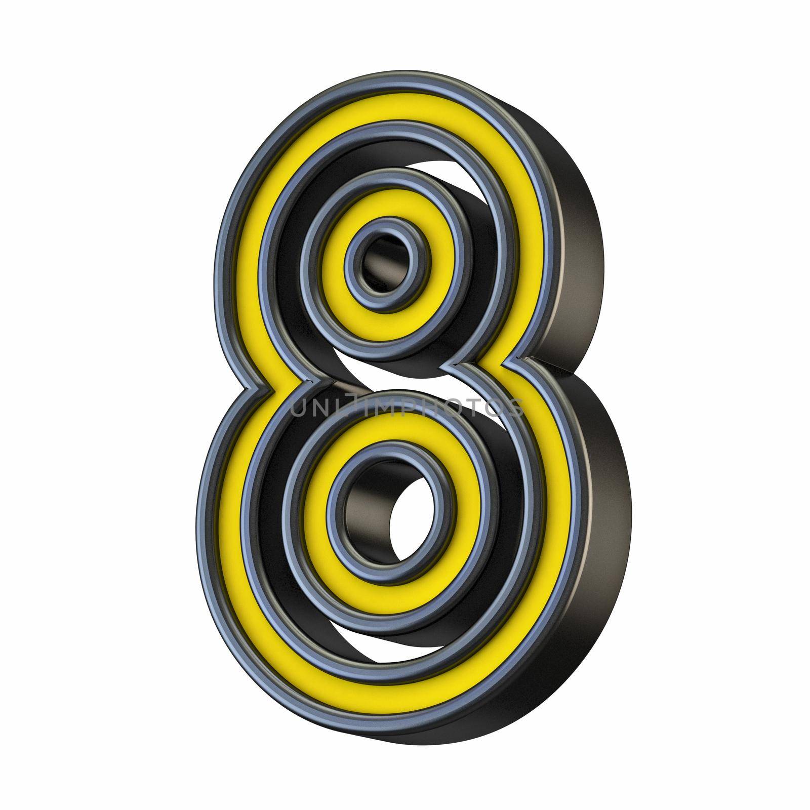 Yellow black outlined font Number 8 EIGHT 3D by djmilic