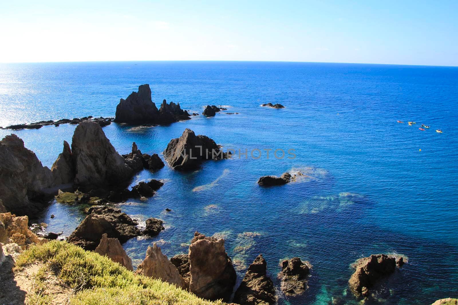 Reef of the Sirens in Cabo de Gata-Nijar natural park, Almeria, Spain on a sunny day of summer.