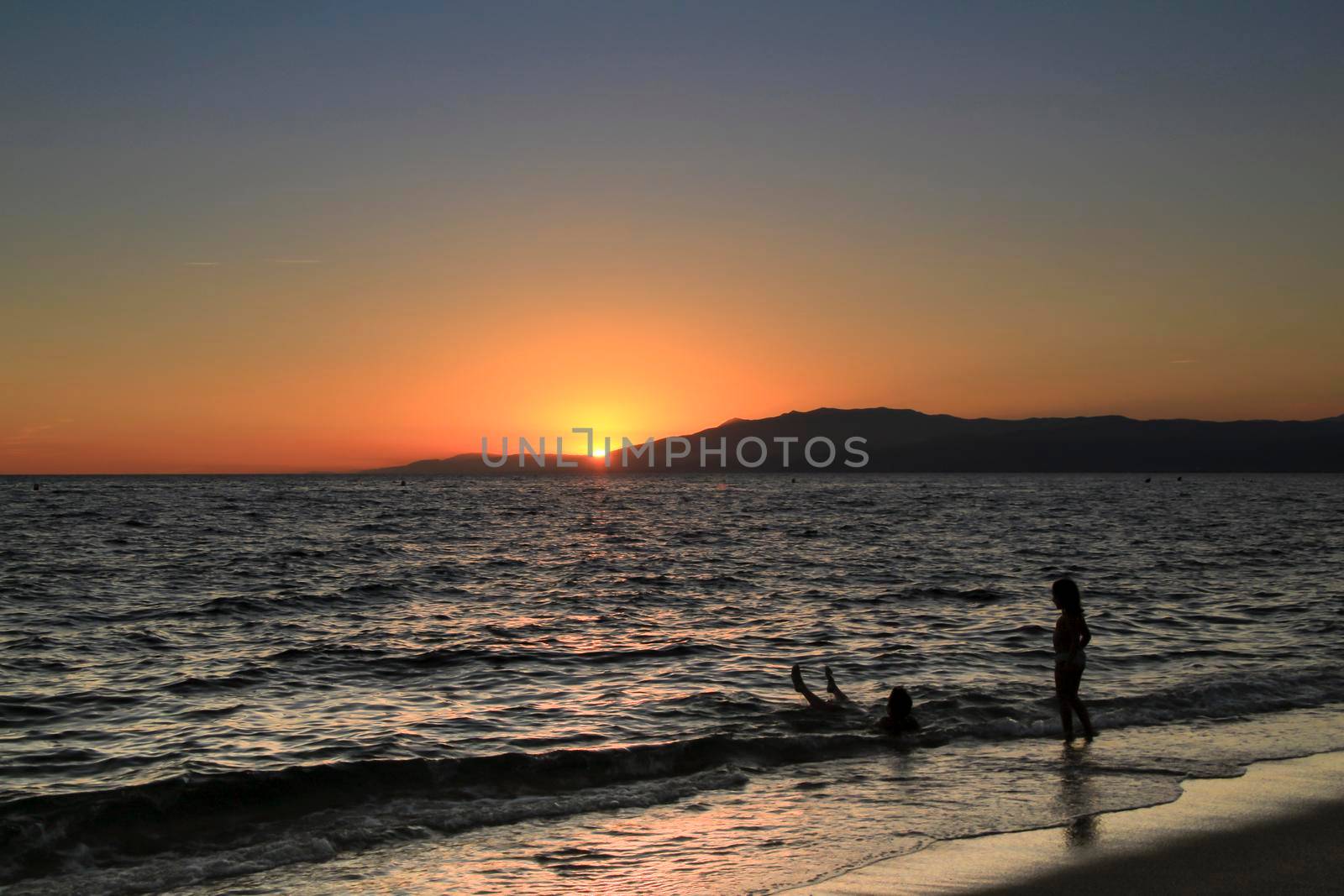 Sunset at the Salinas beach in Cabo de Gata, Almeria, Spain