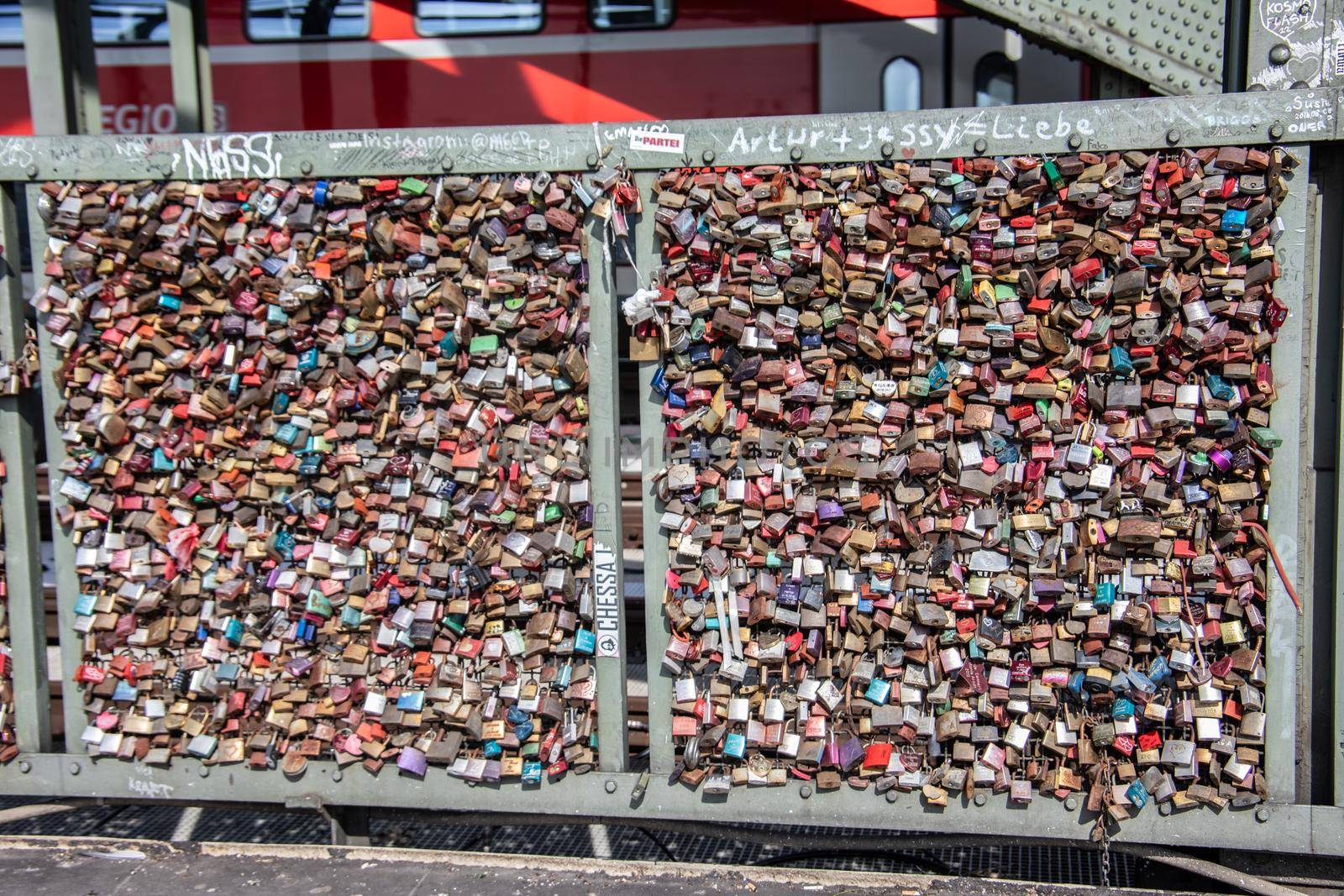 Engraved locks on railings