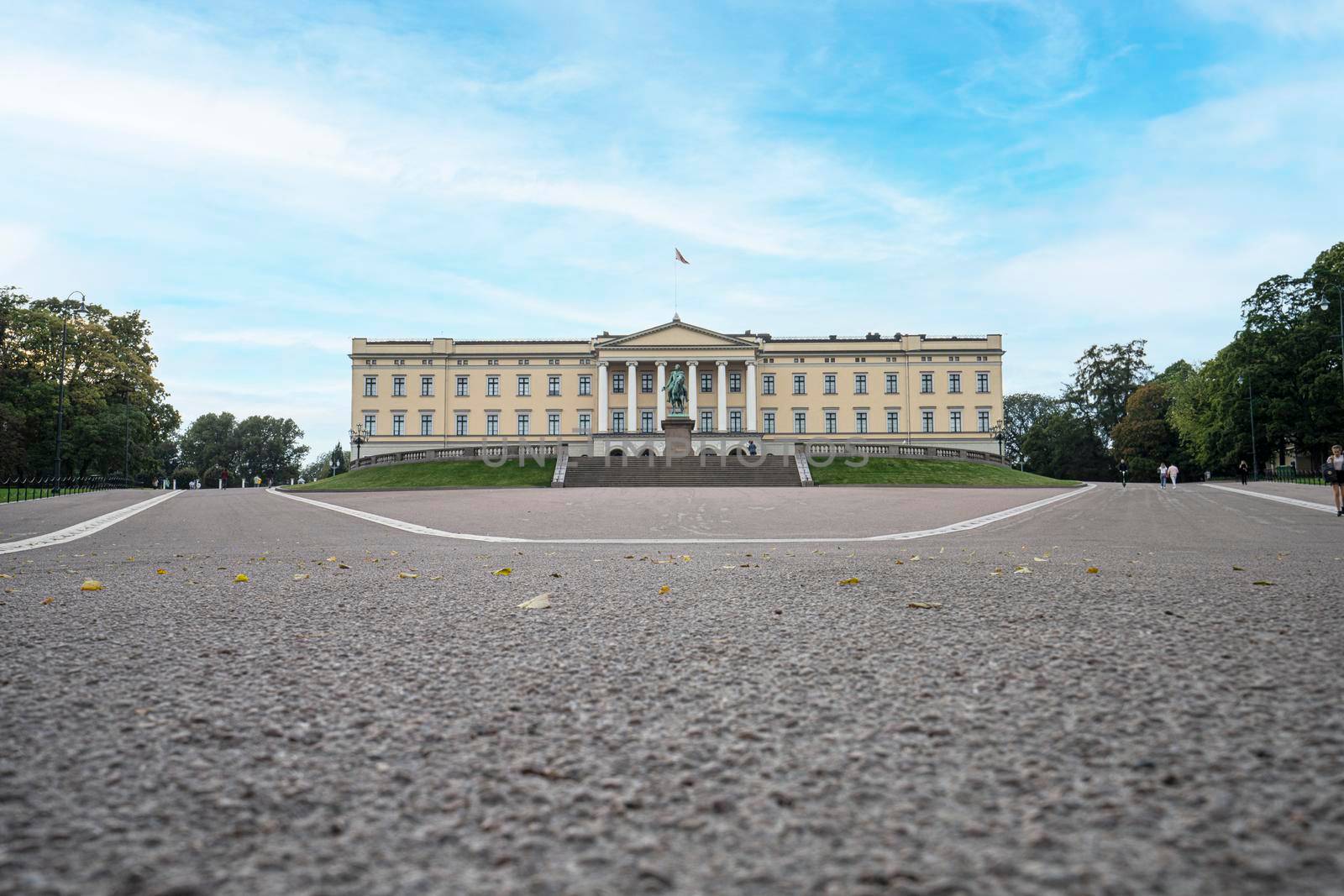 Oslo, Norway. September 2021. the panoramic view of the The Royal Palace in the city center