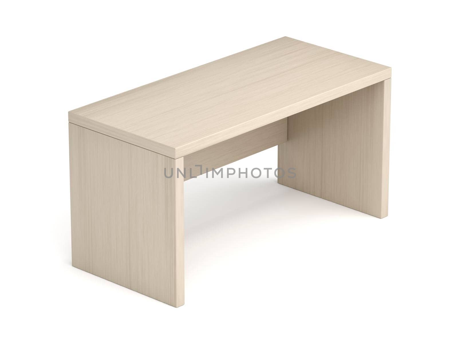 Wooden desk on white background