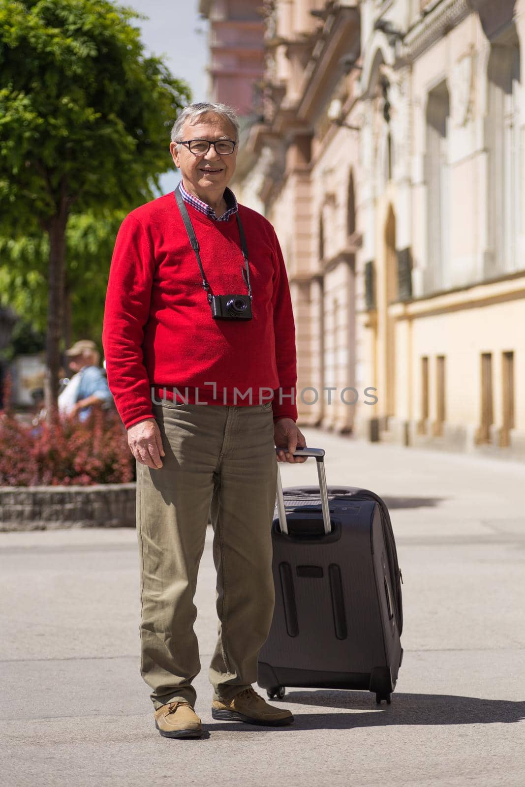 Senior man on his vacation at the city by Bazdar