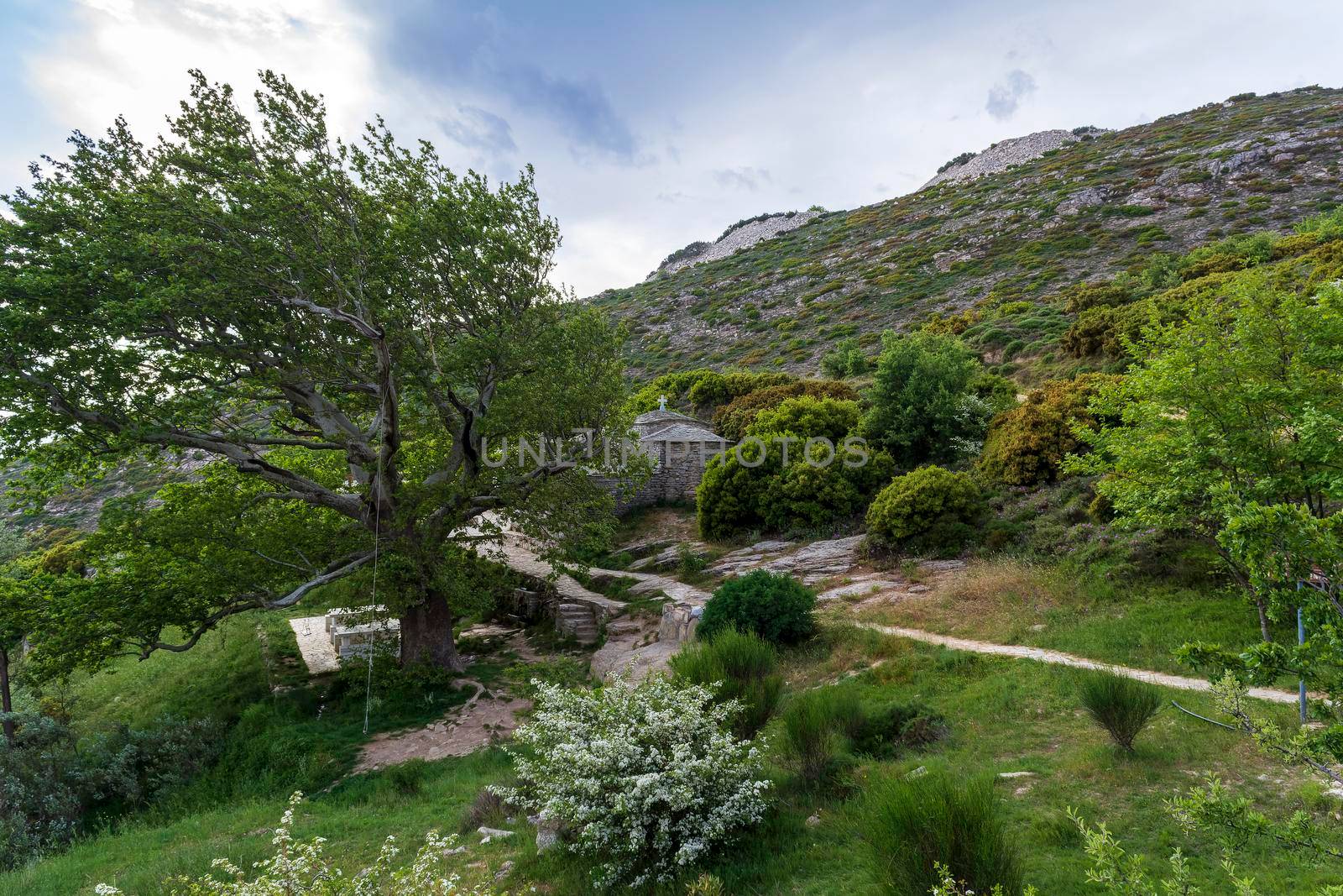 Orthodox monastery Saints Asomatos in Penteli, a mountain to the north of Athens, Greece. by ankarb