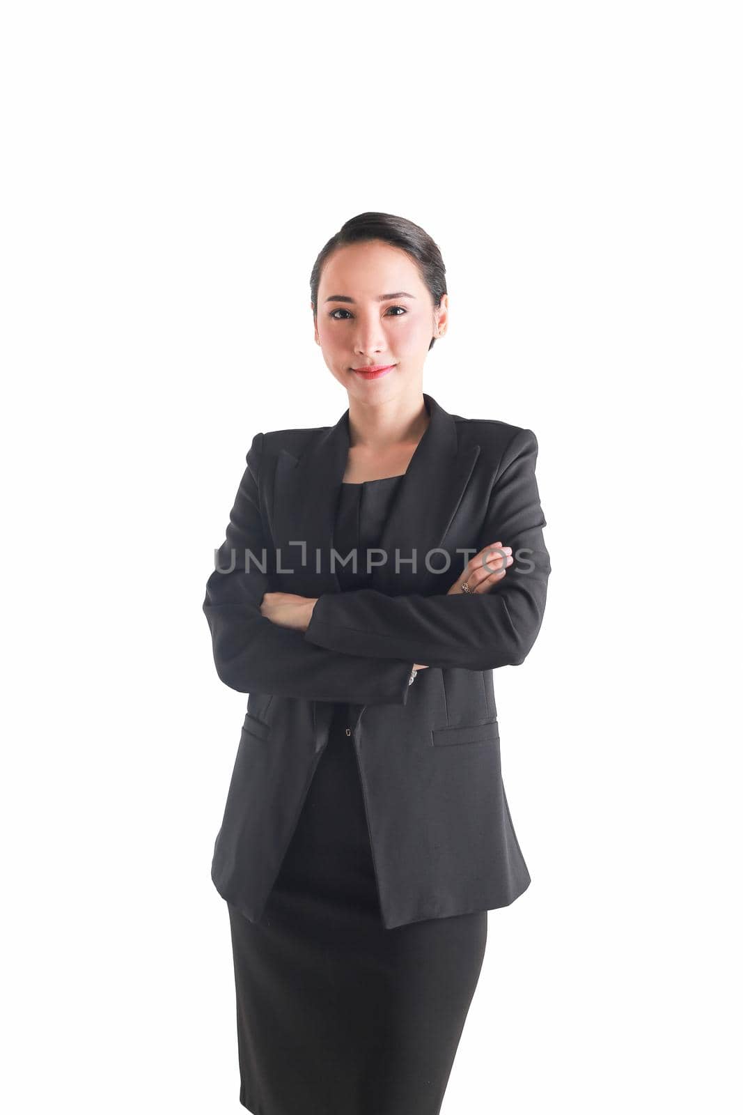 Young business woman isolated on white. Occupation, career, job concept. by jayzynism