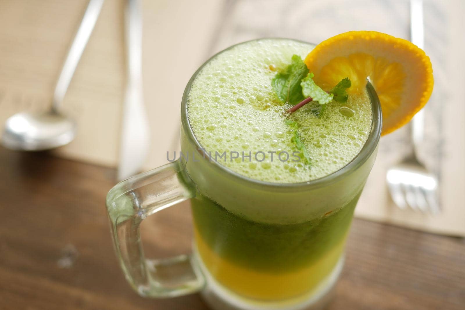 glass of lemon juice on table