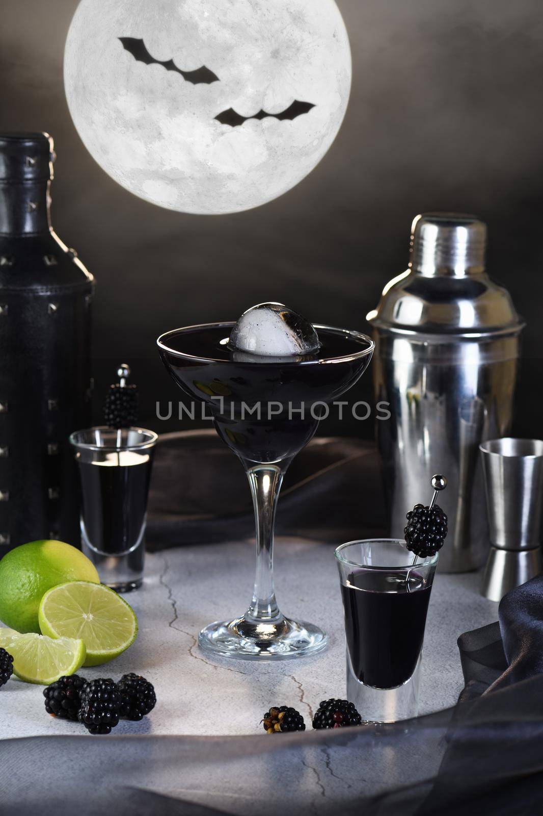 Blueberry Martini is a Full Moon Tini in a glass. Halloween cocktail idea