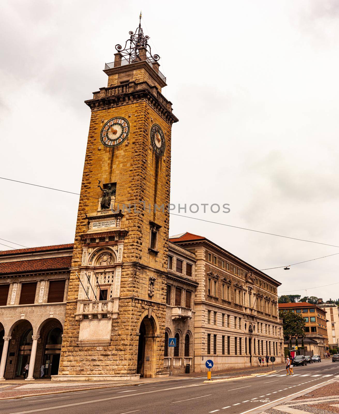 View of the Square Porta Nuova in Bergamo, Italy