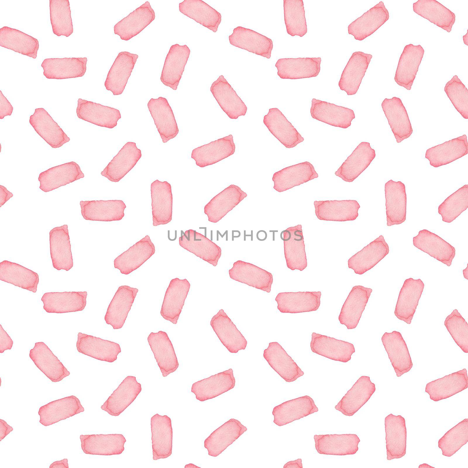 Hand Painted Brush Stroke Seamless Watercolor Pattern. Abstract watercolour shapes in Pink Girly Color. Artistic Design for Fabric and Background by DesignAB