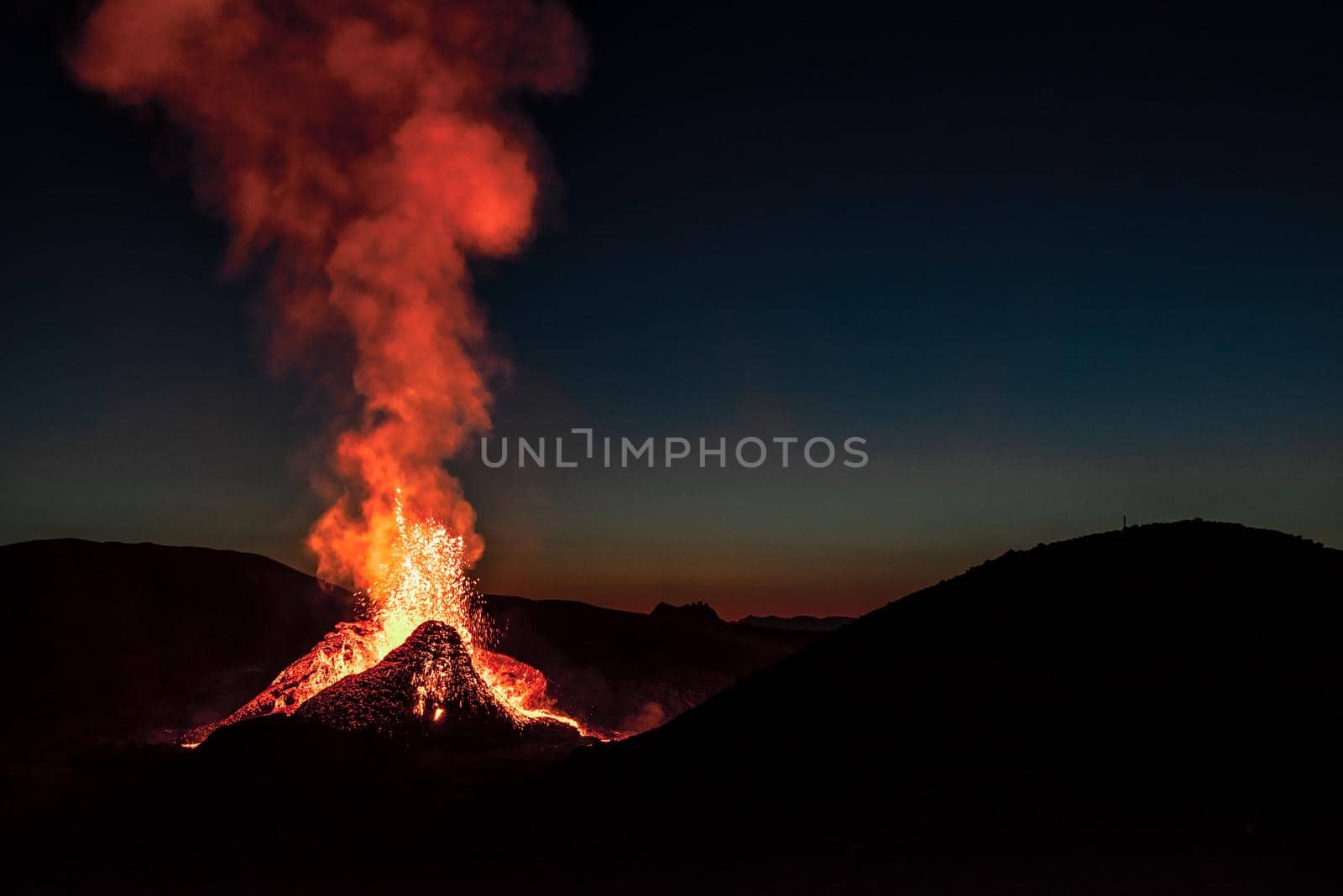Fagradalsfjall volcanic eruption in the night, Iceland by LuigiMorbidelli