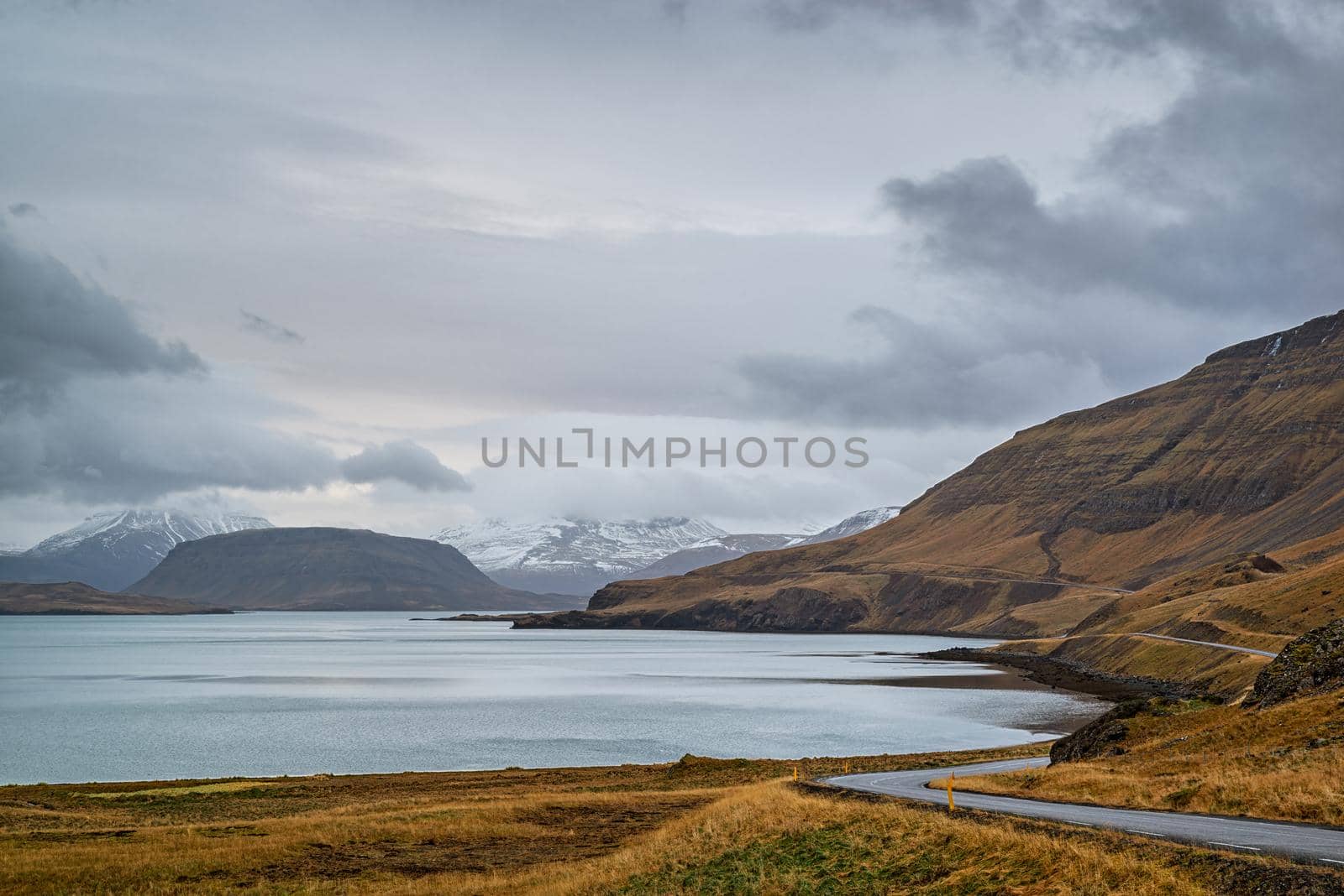 View of Hvalfjordur in a summer cloudy day, Iceland