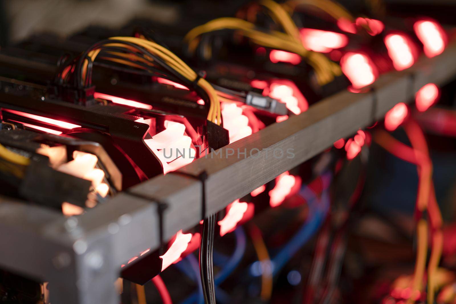 Bitcoin mining farm.  Graphics card for miner digital by Buttus_casso