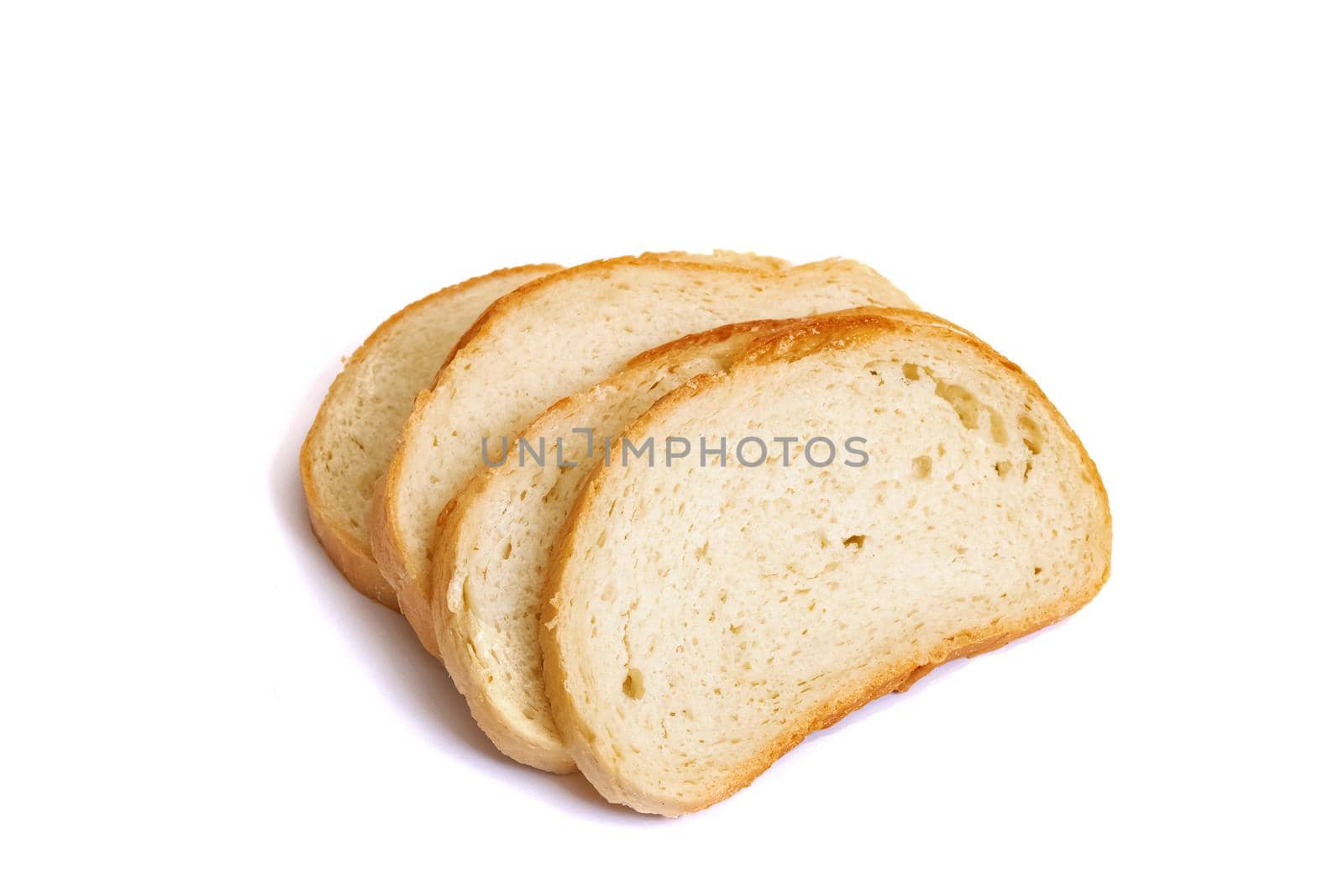 Sliced white bread isolated on a white background close up