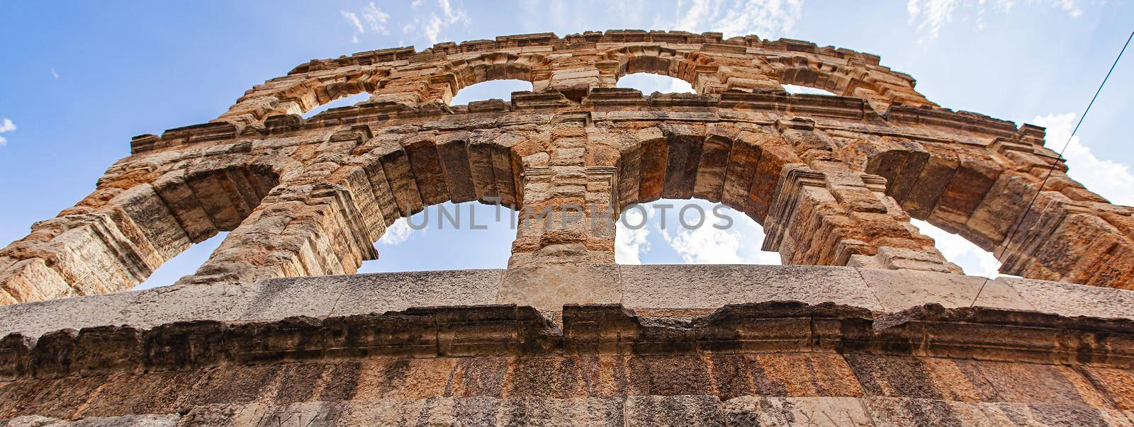 Verona Arena amphitheater, banner image with copy space