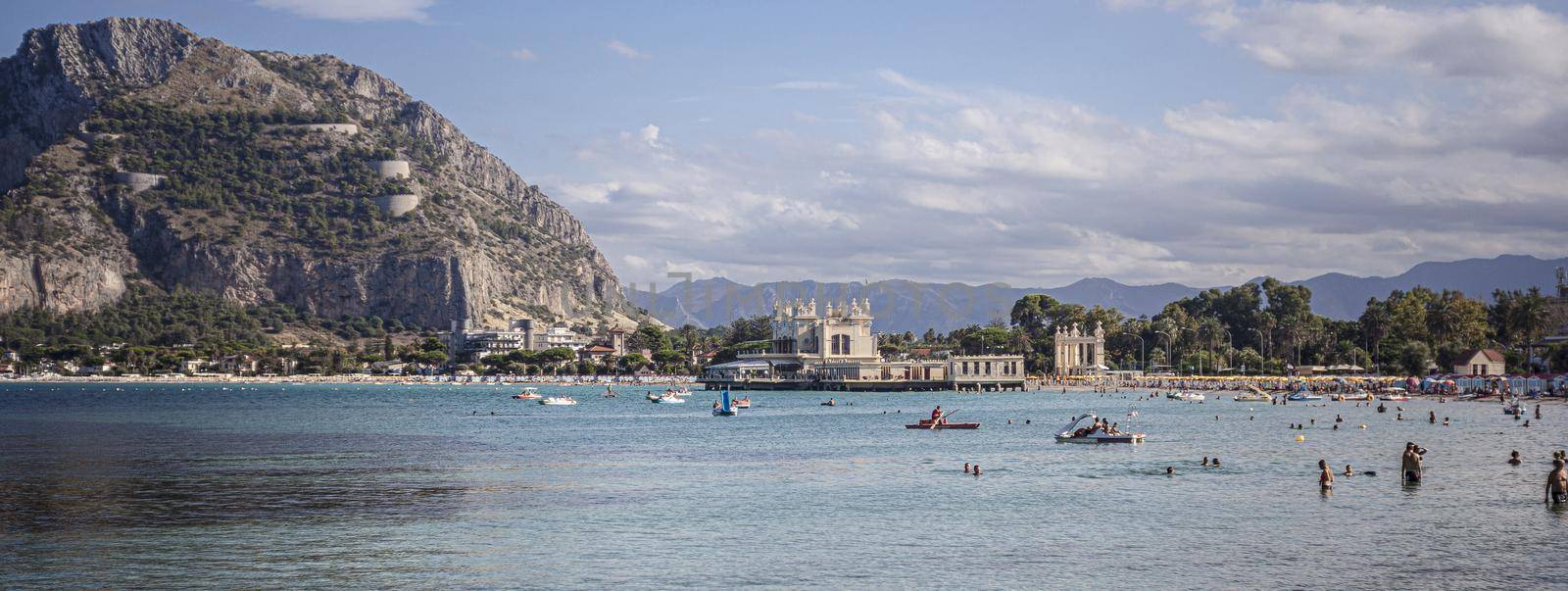 Mondello beach view, banner image with copy space