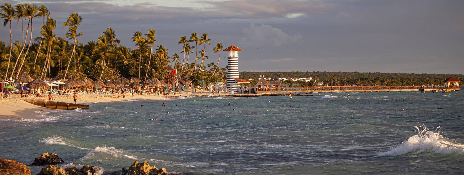 Bayahibe lighthouse landscape, banner image with copy space