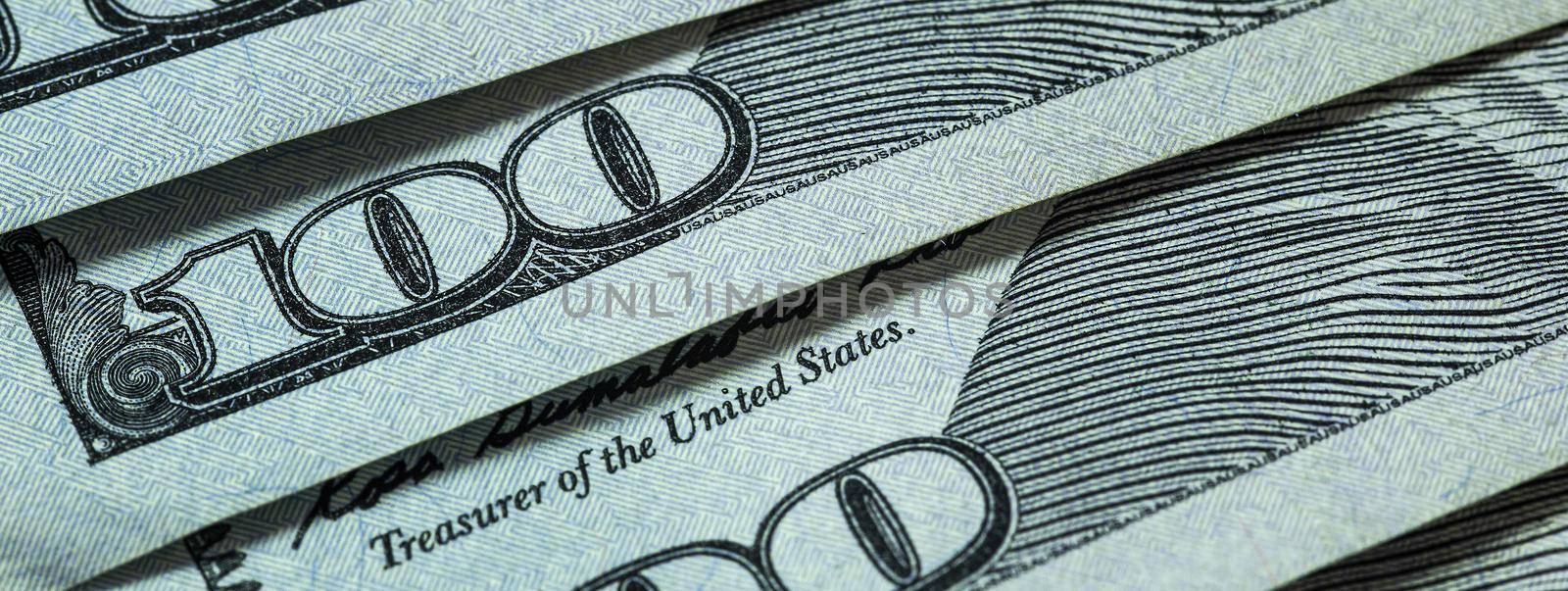 Dollar bill detail, banner image with copy space