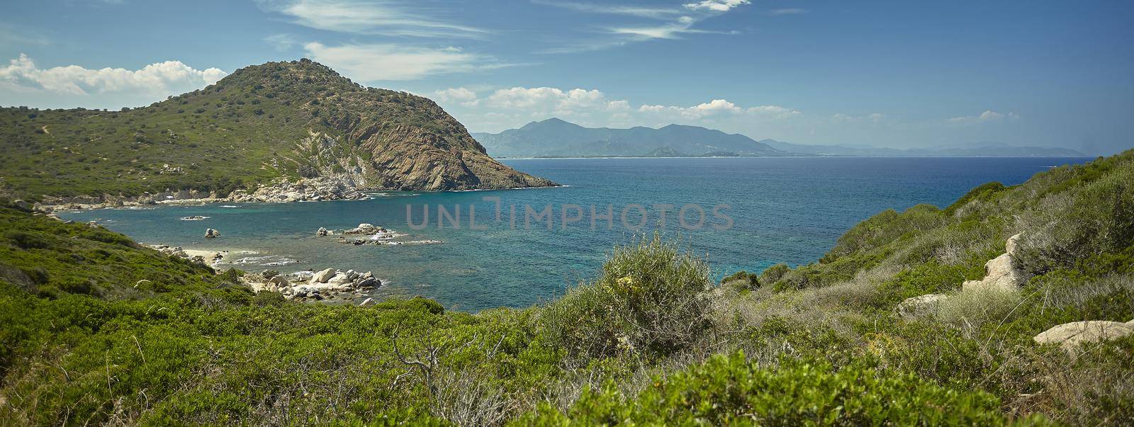 Sardinia coast banner, banner image with copy space