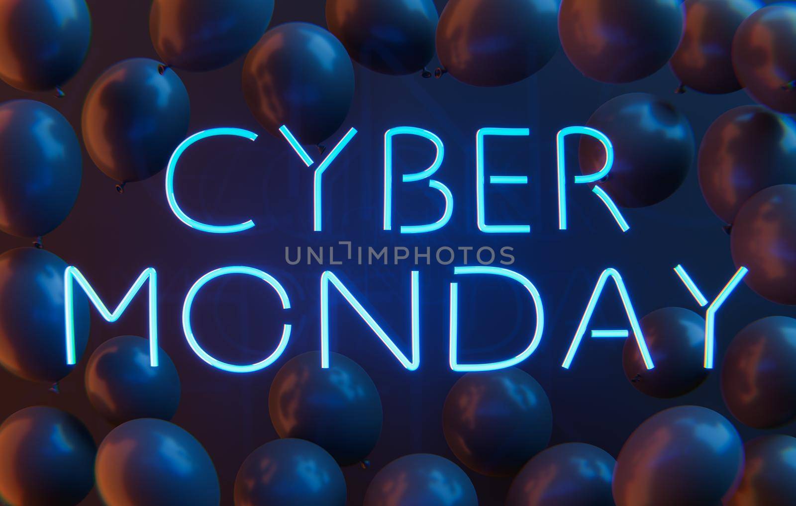 CYBER MONDAY neon sign with balloons by asolano