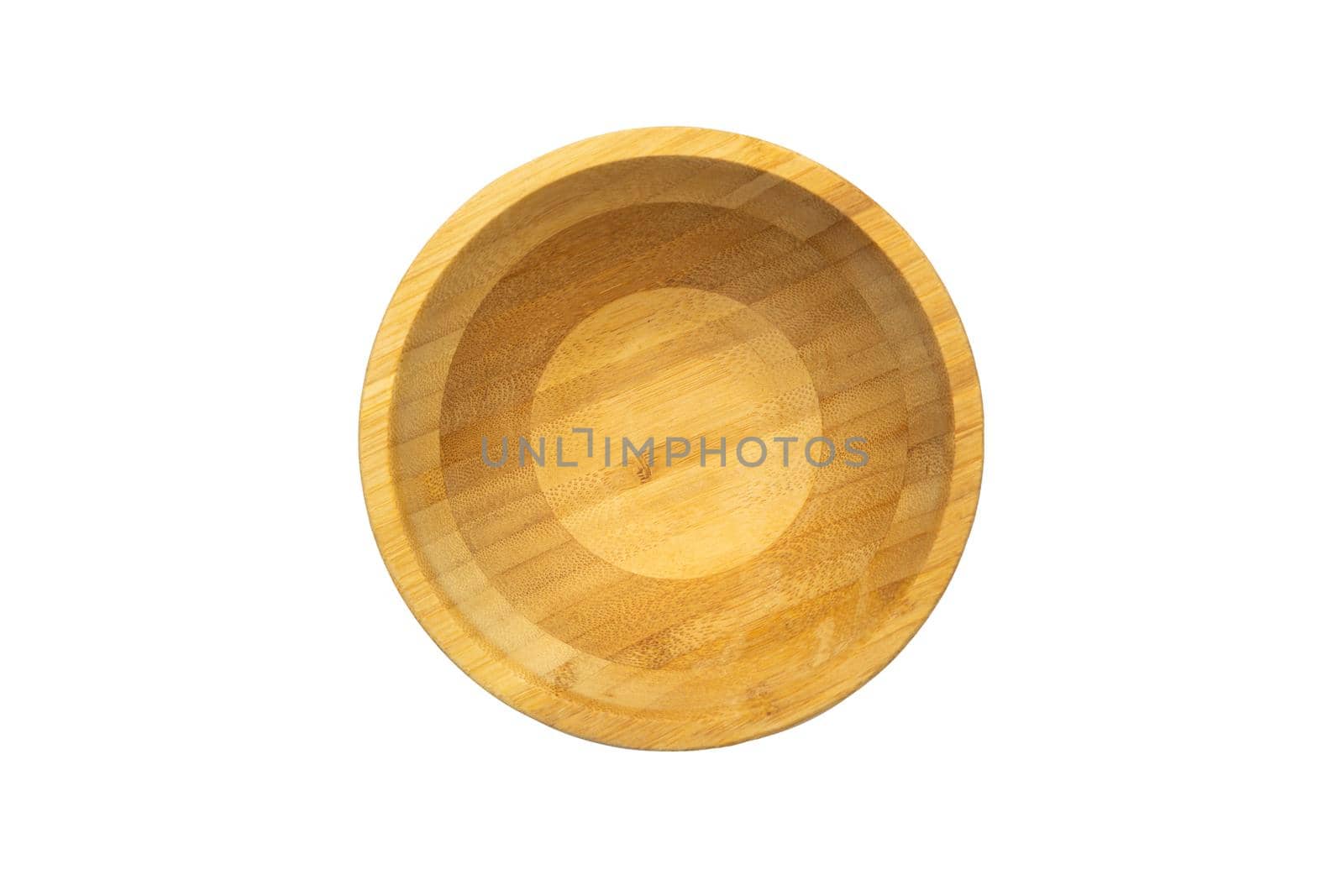 Wooden tray circle bowl isolated on white background mock up. High quality photo