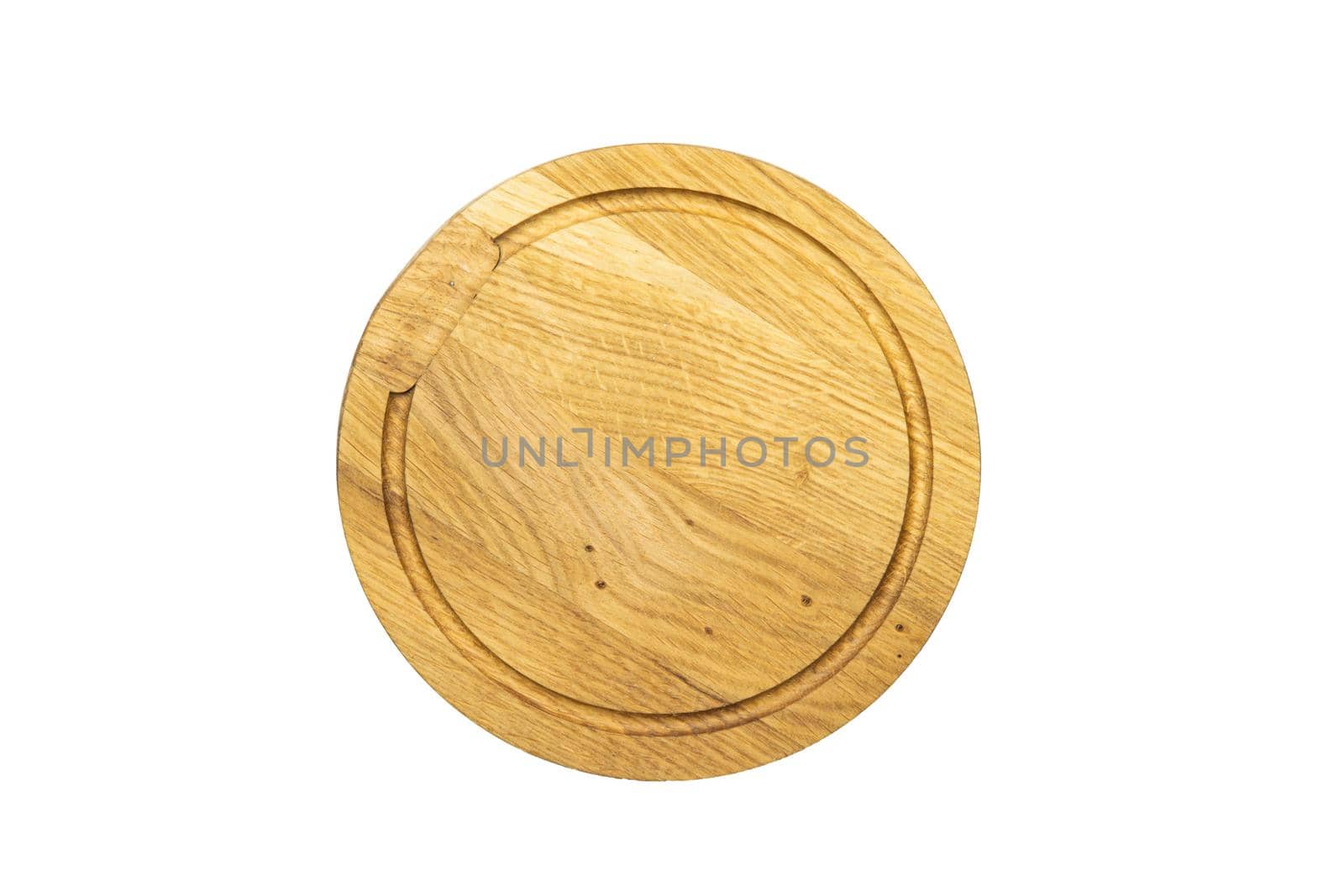 Wooden tray cutting board isolated on white background mock up top view