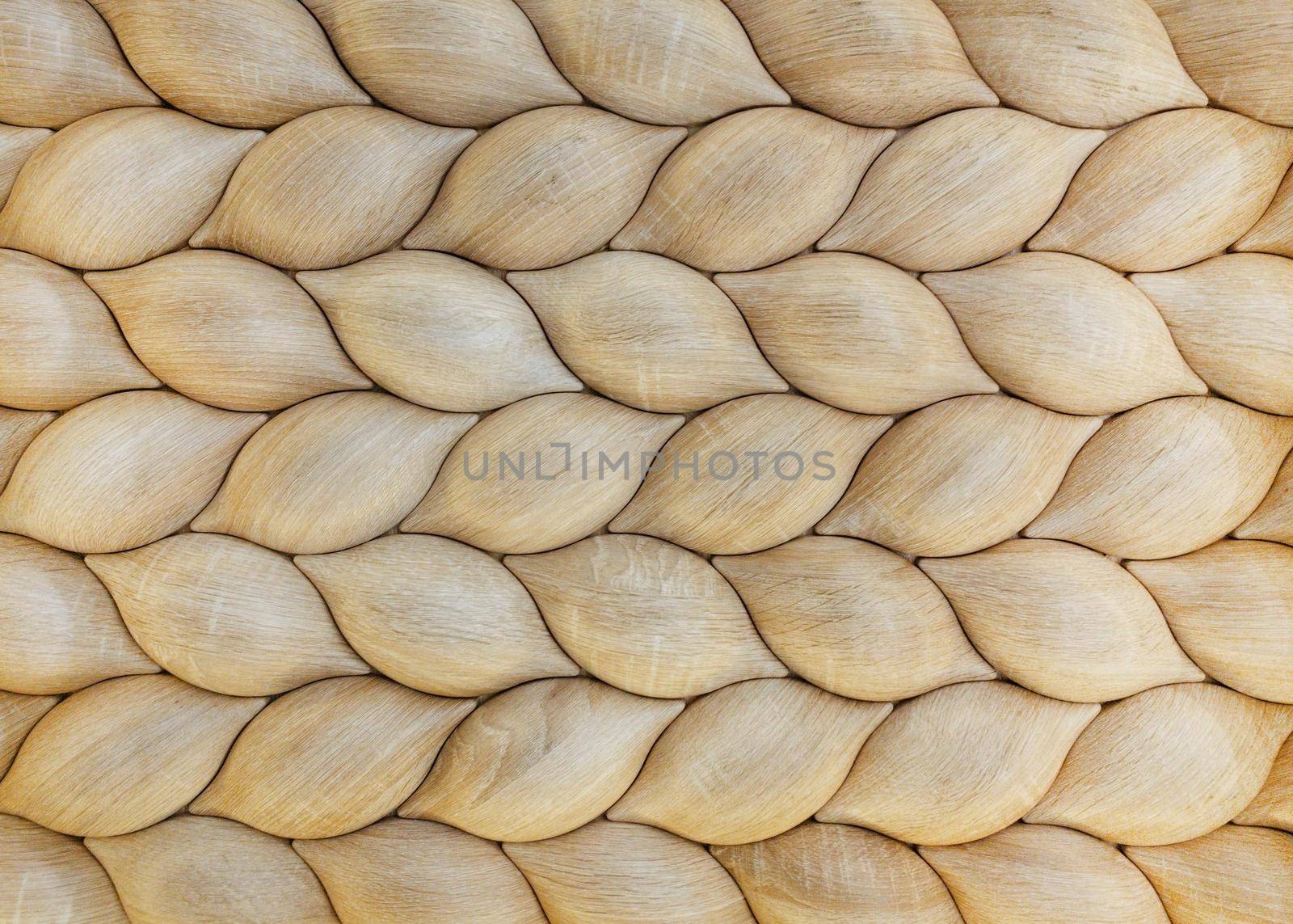 Traditional ecological consistent cladding of a wall with brown wooden larch fish scales, wood shingles, clapboard, clapboard texture background by katrinaera