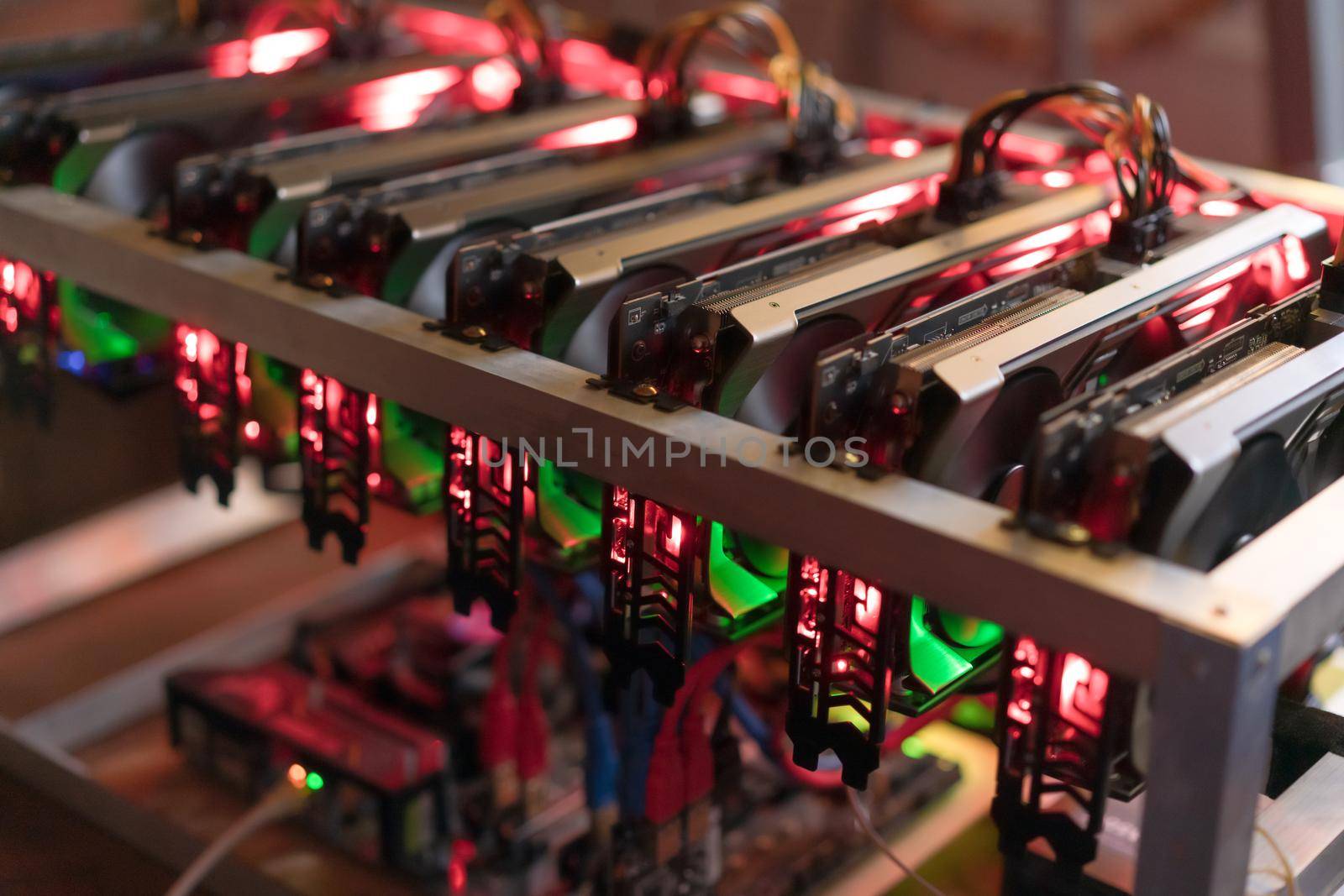 Bitcoin mining farm.  Graphics card for miner digital by Buttus_casso