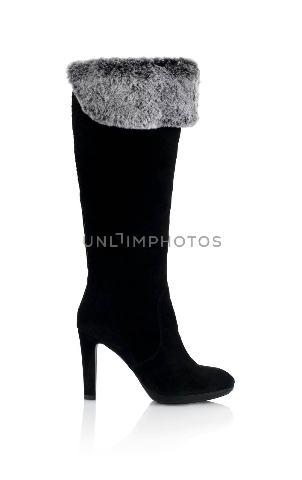 Modern fashionable women winter boot shot in studio