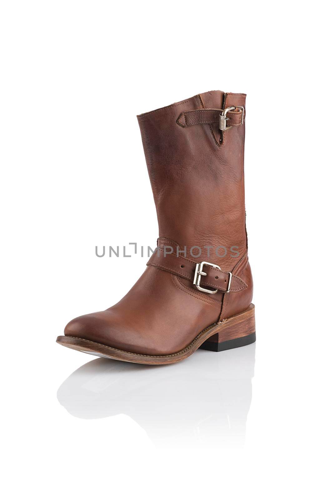 Modern fashionable women winter boot shot in studio