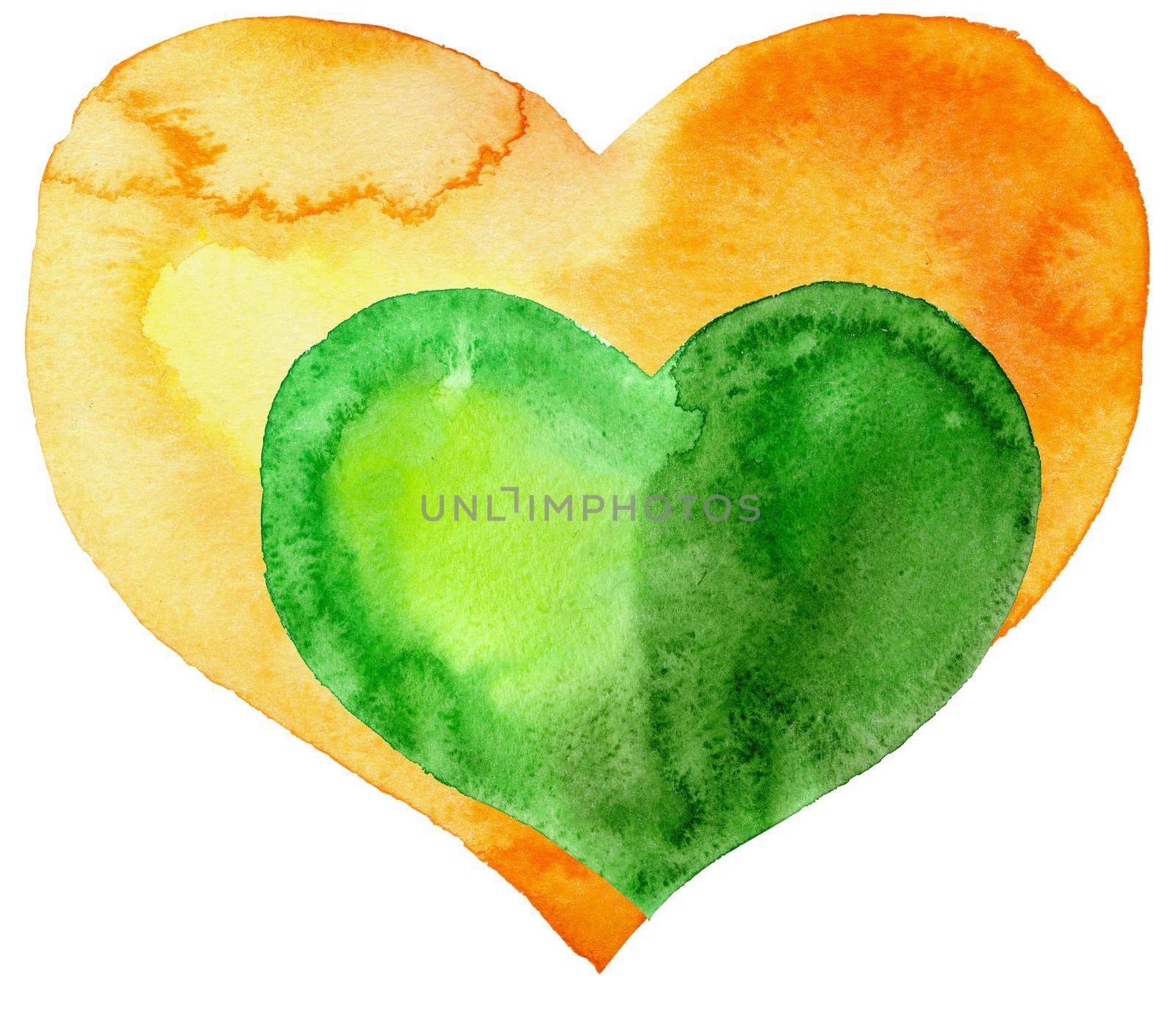 A small green heart in a large yellow