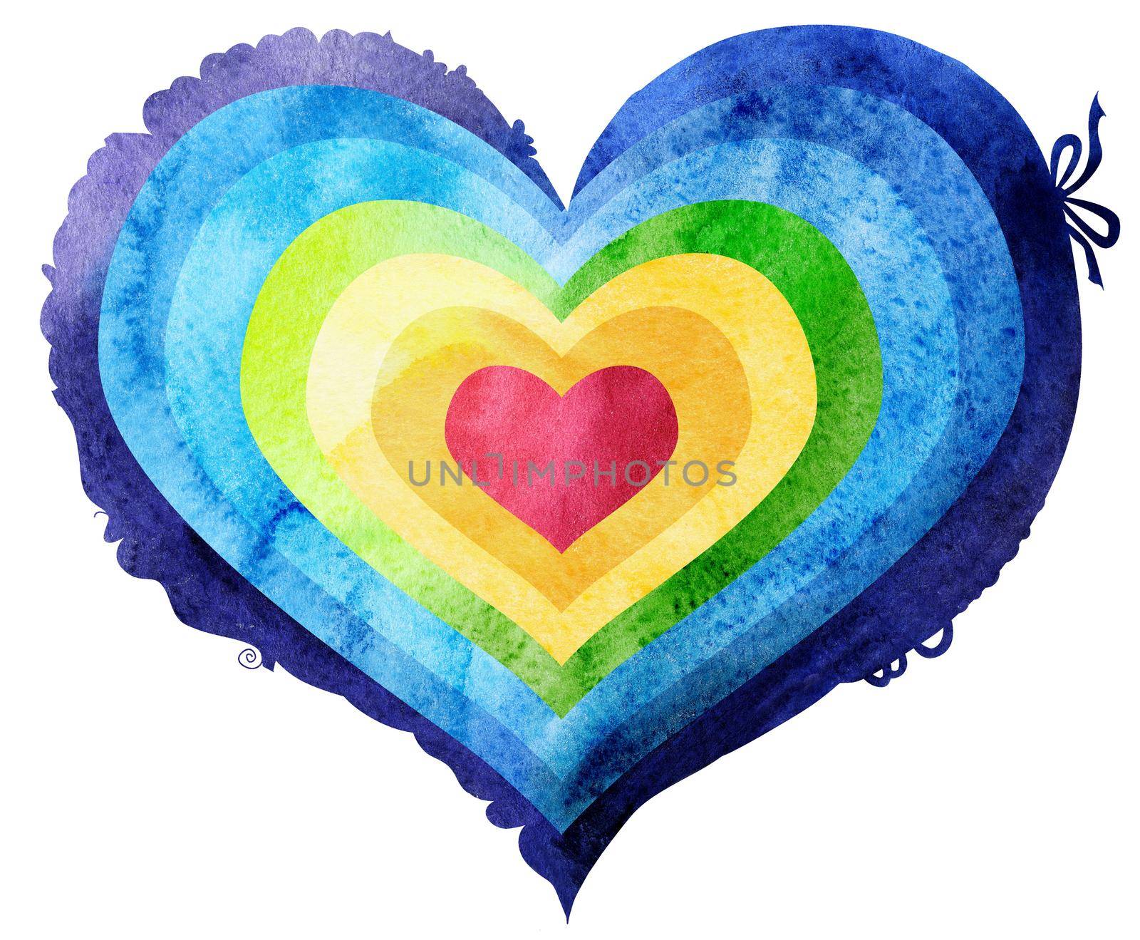 Watercolor textured rainbow heart with a lace edge by NataOmsk