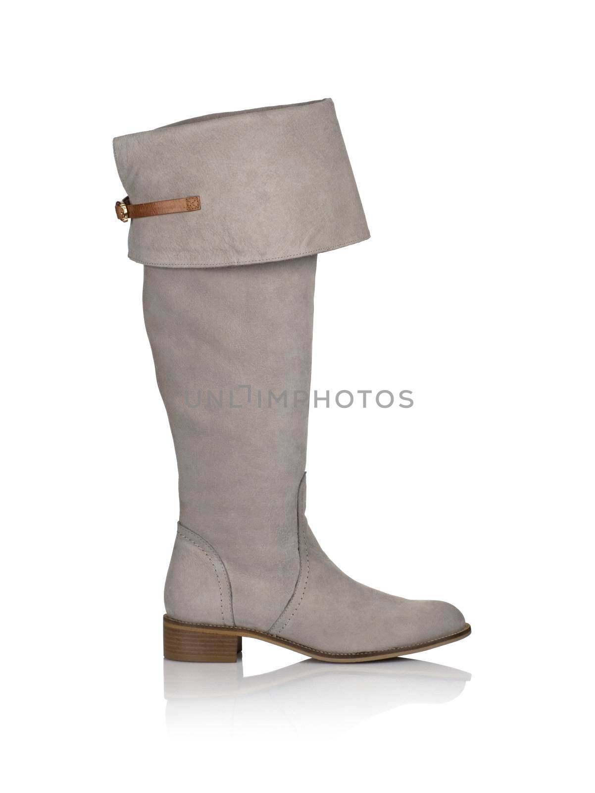 Modern fashionable women winter boot shot in studio