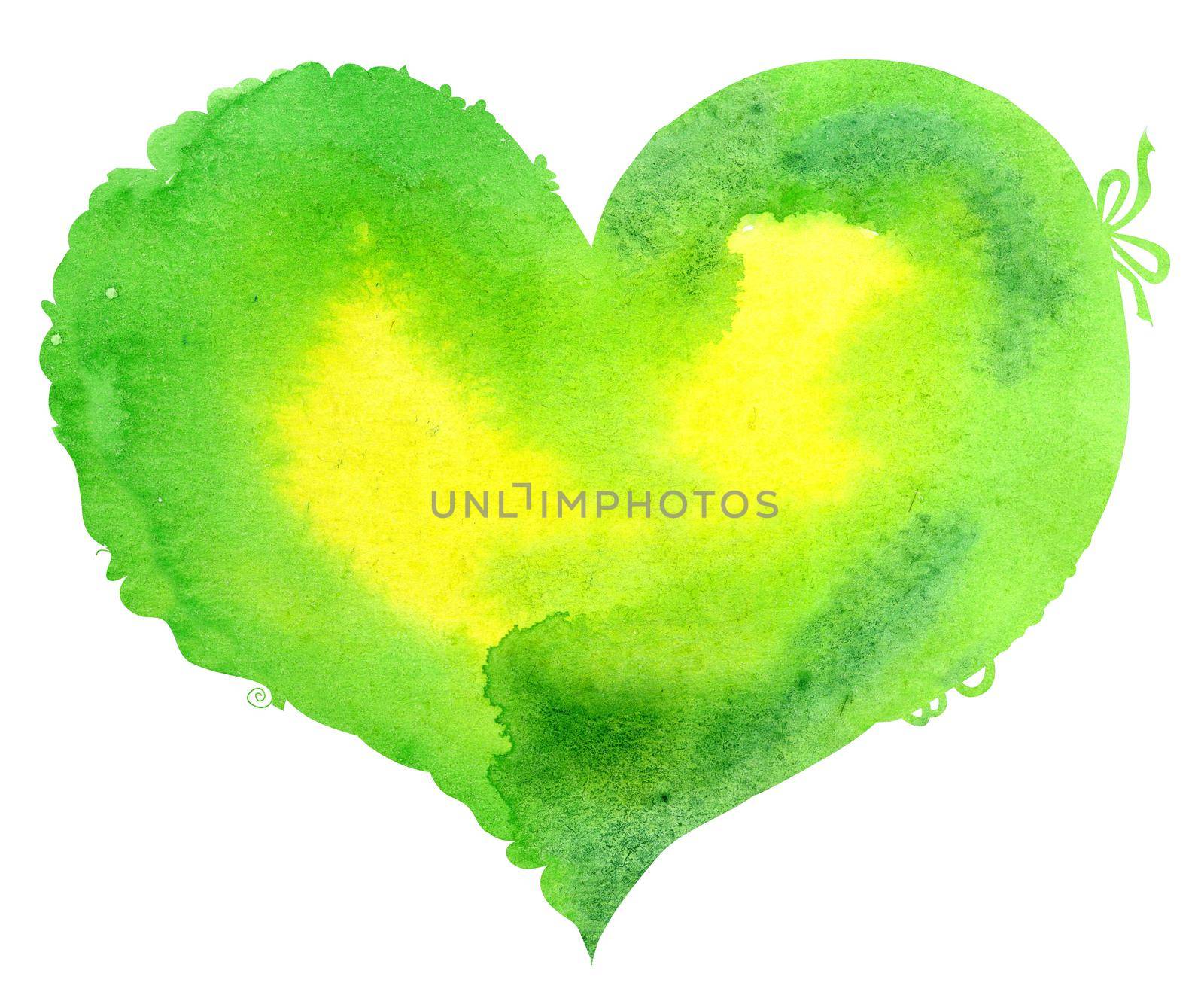 watercolor light green heart with a lace edge by NataOmsk